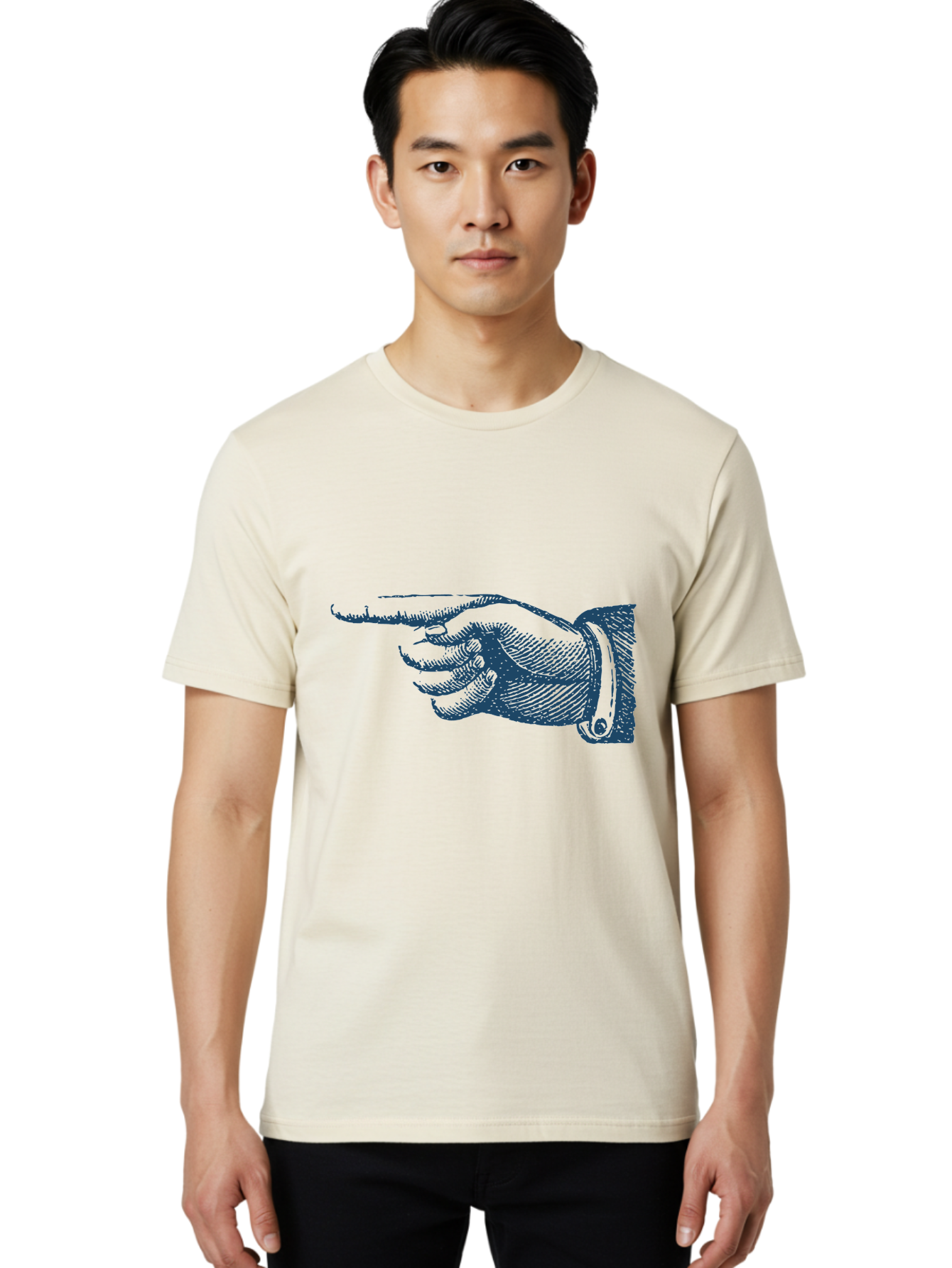 Pointing Finger 2 Men'S Graphic Tee, 100% Cotton, Comfortable Casual Summer Wear, Machine Washable, Hand Pointing, Index Finger Extended, Vintage Illustration, Pointing Gesture, Illustration Art, Classic Design, Direction Indicator, Aae585 22