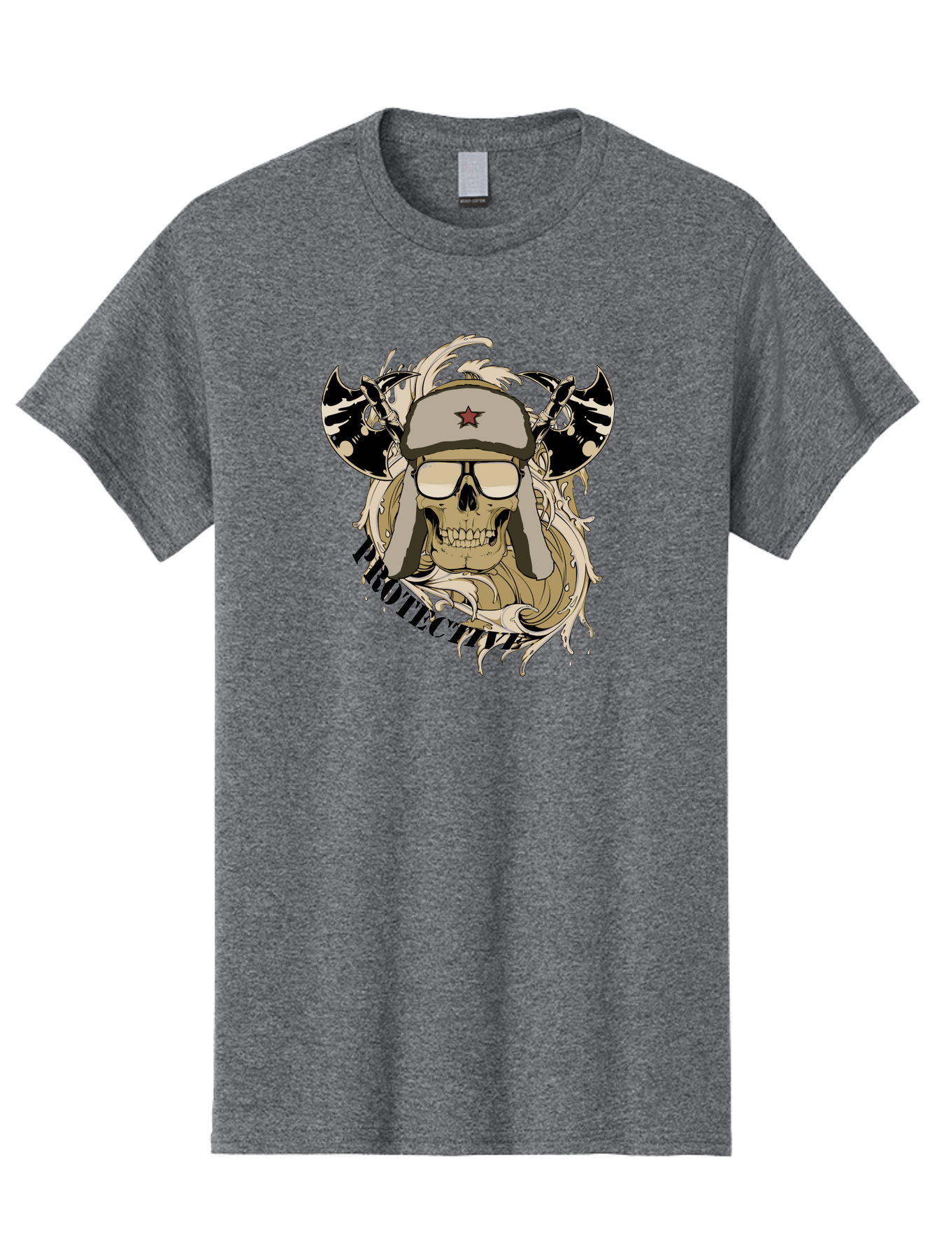 Proactive War Skull Men'S Graphic Tee, 100% Cotton, Comfortable Casual Summer Wear, Machine Washable, Skull Wearing Sunglasses, Futuristic Illustration, Fantasy Art, Edgy Design, Skull Art, Grunge Style, Punk Rock Aesthetic, Rebellious Vibe Aae588 17