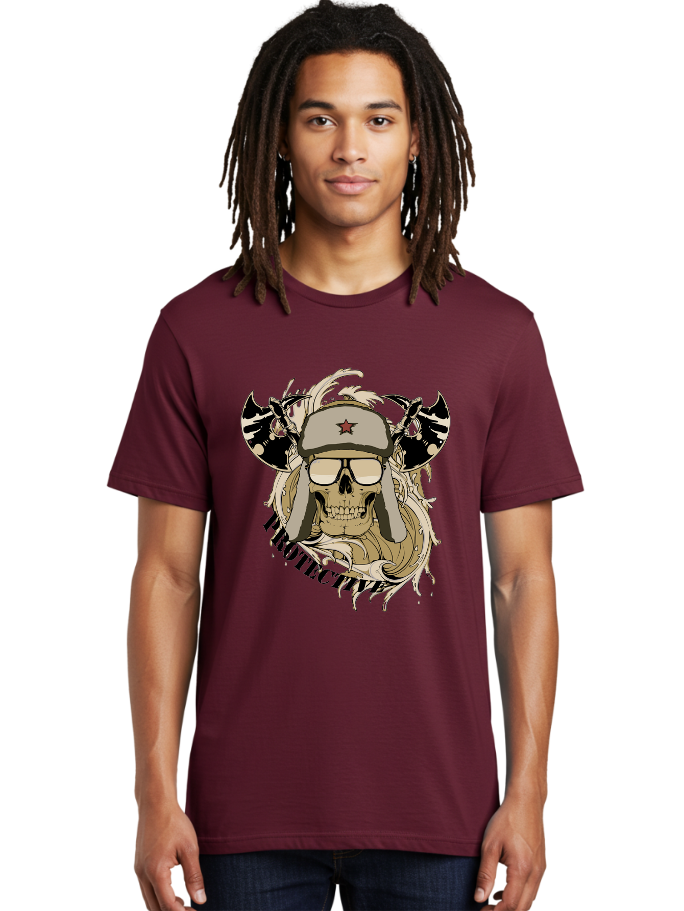 Proactive War Skull Men'S Graphic Tee, 100% Cotton, Comfortable Casual Summer Wear, Machine Washable, Skull Wearing Sunglasses, Futuristic Illustration, Fantasy Art, Edgy Design, Skull Art, Grunge Style, Punk Rock Aesthetic, Rebellious Vibe Aae588 14