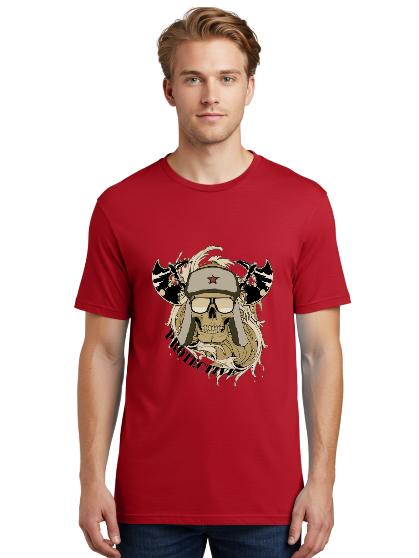 Proactive War Skull Men'S Graphic Tee, 100% Cotton, Comfortable Casual Summer Wear, Machine Washable, Skull Wearing Sunglasses, Futuristic Illustration, Fantasy Art, Edgy Design, Skull Art, Grunge Style, Punk Rock Aesthetic, Rebellious Vibe Aae588 22