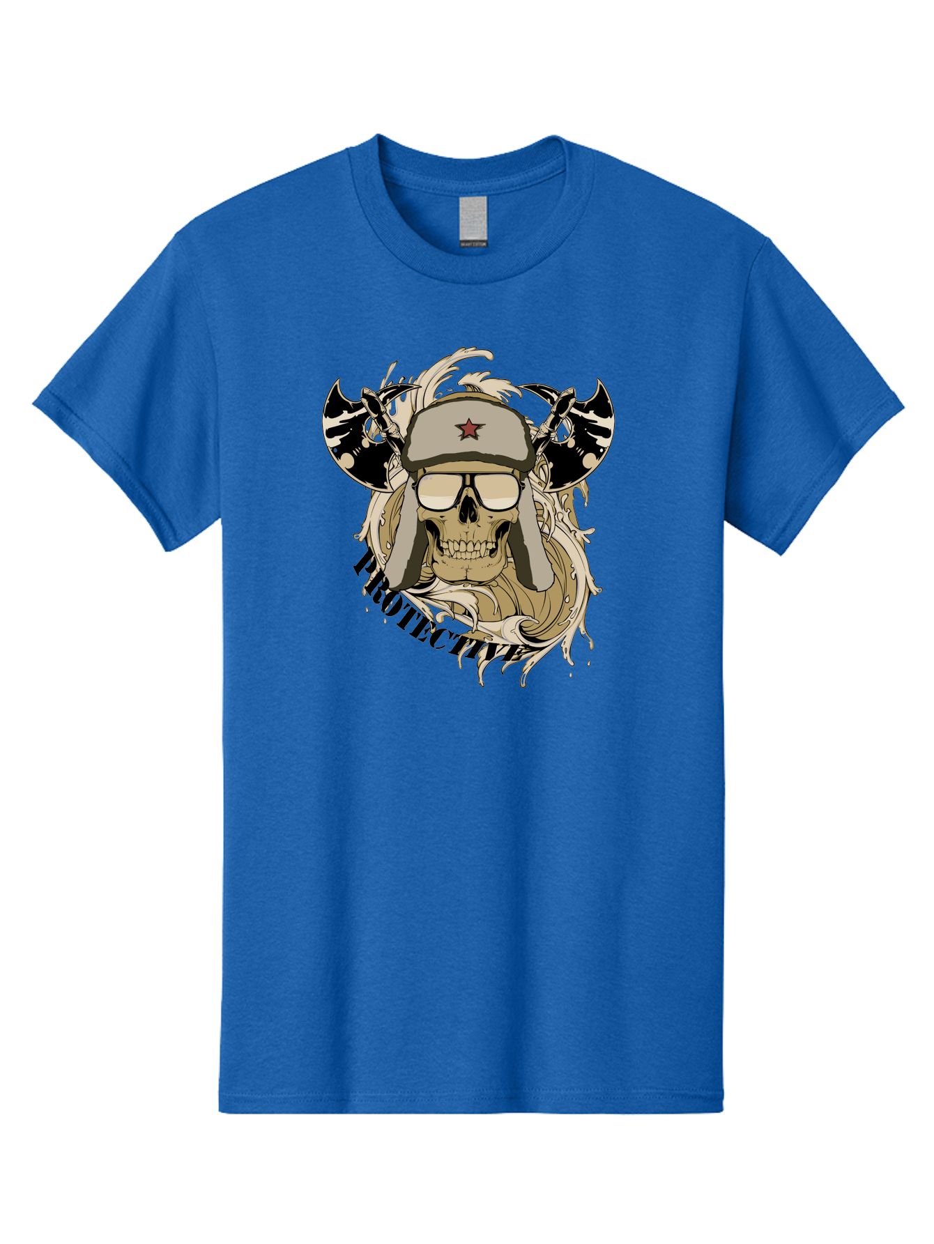Proactive War Skull Men'S Graphic Tee, 100% Cotton, Comfortable Casual Summer Wear, Machine Washable, Skull Wearing Sunglasses, Futuristic Illustration, Fantasy Art, Edgy Design, Skull Art, Grunge Style, Punk Rock Aesthetic, Rebellious Vibe Aae588 3