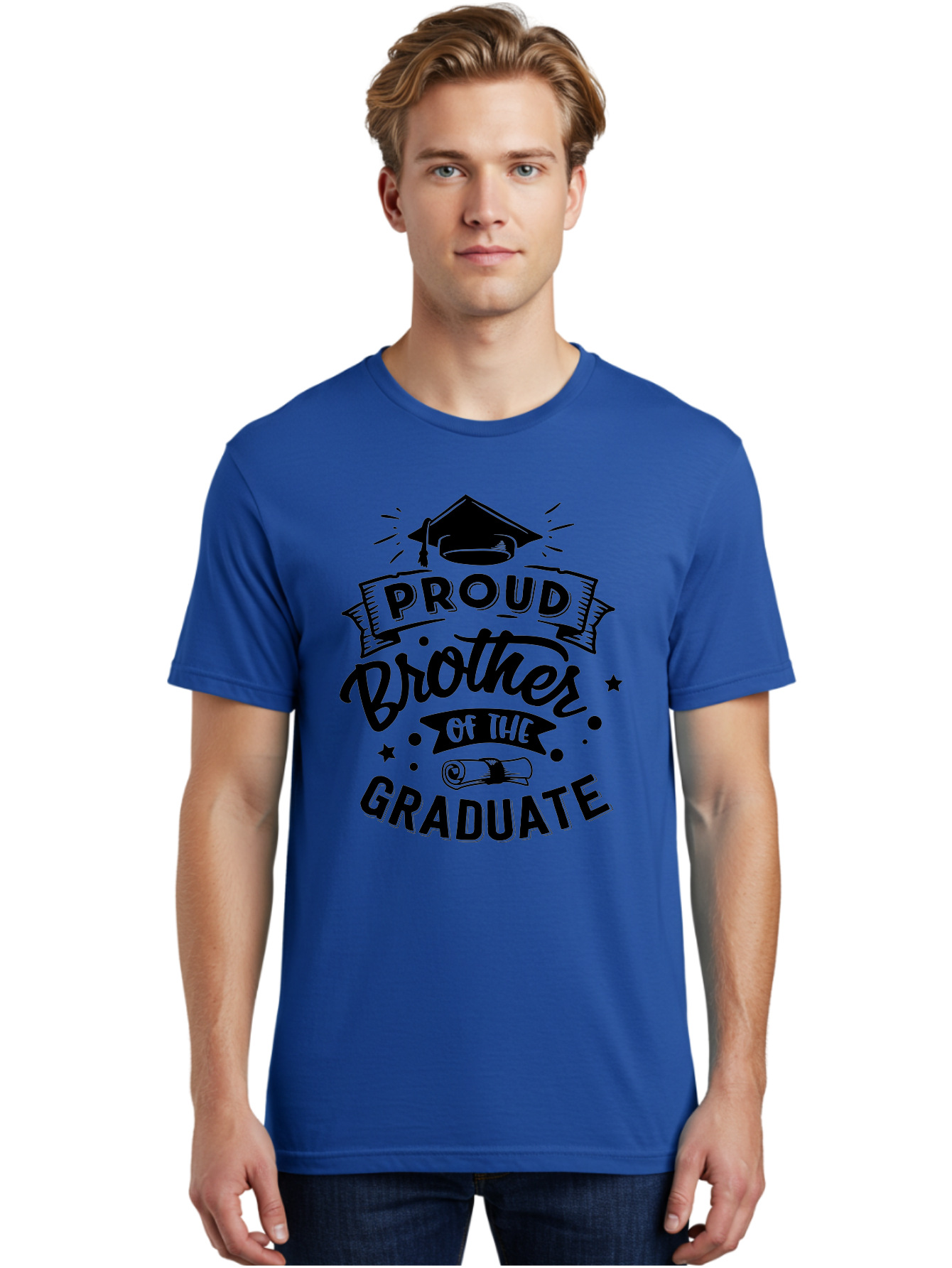 Proud Brother Of The Graduate Men'S Graphic Tee, 100% Cotton, Comfortable Casual Summer Wear, Machine Washable, Proud Brother, Graduate Design, Graduation Day, Proud Family, Sibling Love, Education Achievement, Graduate Sibling, Family Pride, Aae592 6