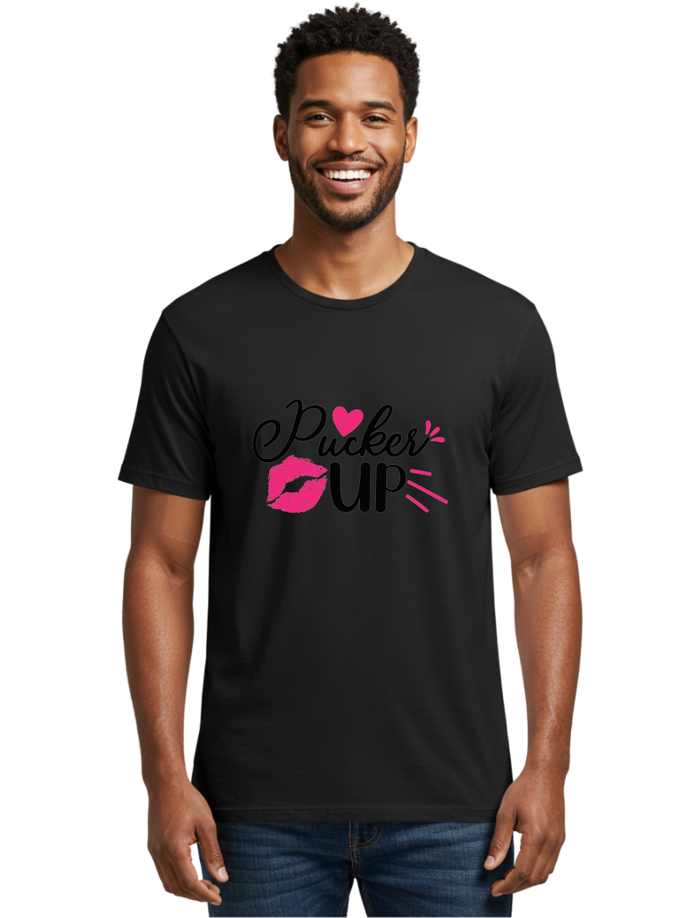Pucker Up Men'S Graphic Tee, 100% Cotton, Comfortable Casual Summer Wear, Machine Washable, Pucker Up, Kiss Lips, Lipstick Kiss, Heart Shape, Love Symbol, Romantic Gesture, Playful Phrase, Bold Typography Aae596 14