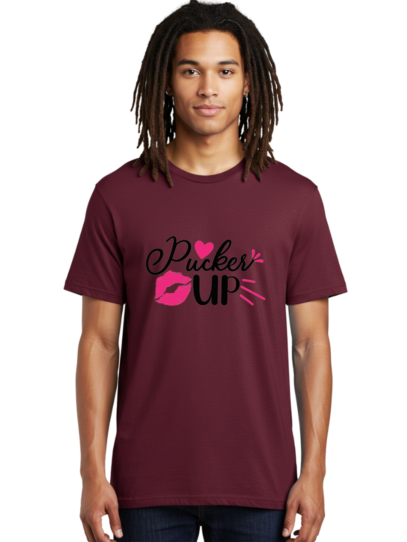 Pucker Up Men'S Graphic Tee, 100% Cotton, Comfortable Casual Summer Wear, Machine Washable, Pucker Up, Kiss Lips, Lipstick Kiss, Heart Shape, Love Symbol, Romantic Gesture, Playful Phrase, Bold Typography Aae596 20