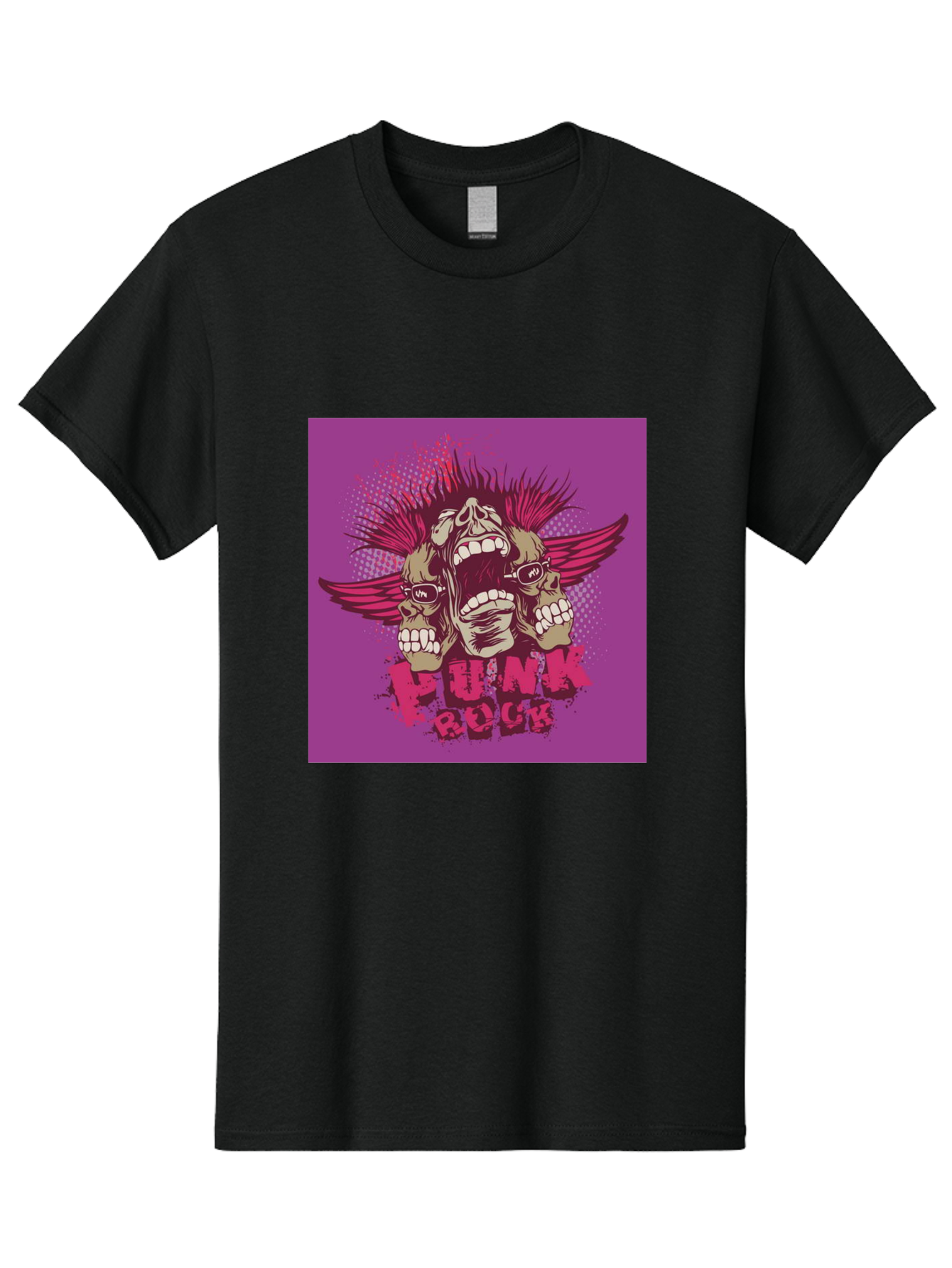 Punk Rock Men'S Graphic Tee, 100% Cotton, Comfortable Casual Summer Wear, Machine Washable, Punk Rock, Screaming Skulls, Mohawk Hair, Punk Style, Grunge Aesthetic, Bold Graphics, Skull Art, Edgy Design, Alternative Culture, Punk Fashion Aae601 19