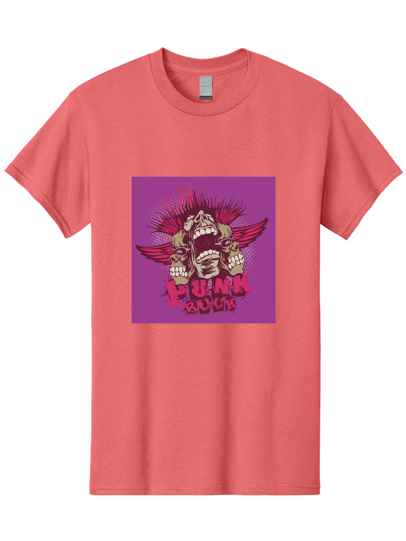 Punk Rock Men'S Graphic Tee, 100% Cotton, Comfortable Casual Summer Wear, Machine Washable, Punk Rock, Screaming Skulls, Mohawk Hair, Punk Style, Grunge Aesthetic, Bold Graphics, Skull Art, Edgy Design, Alternative Culture, Punk Fashion Aae601 21