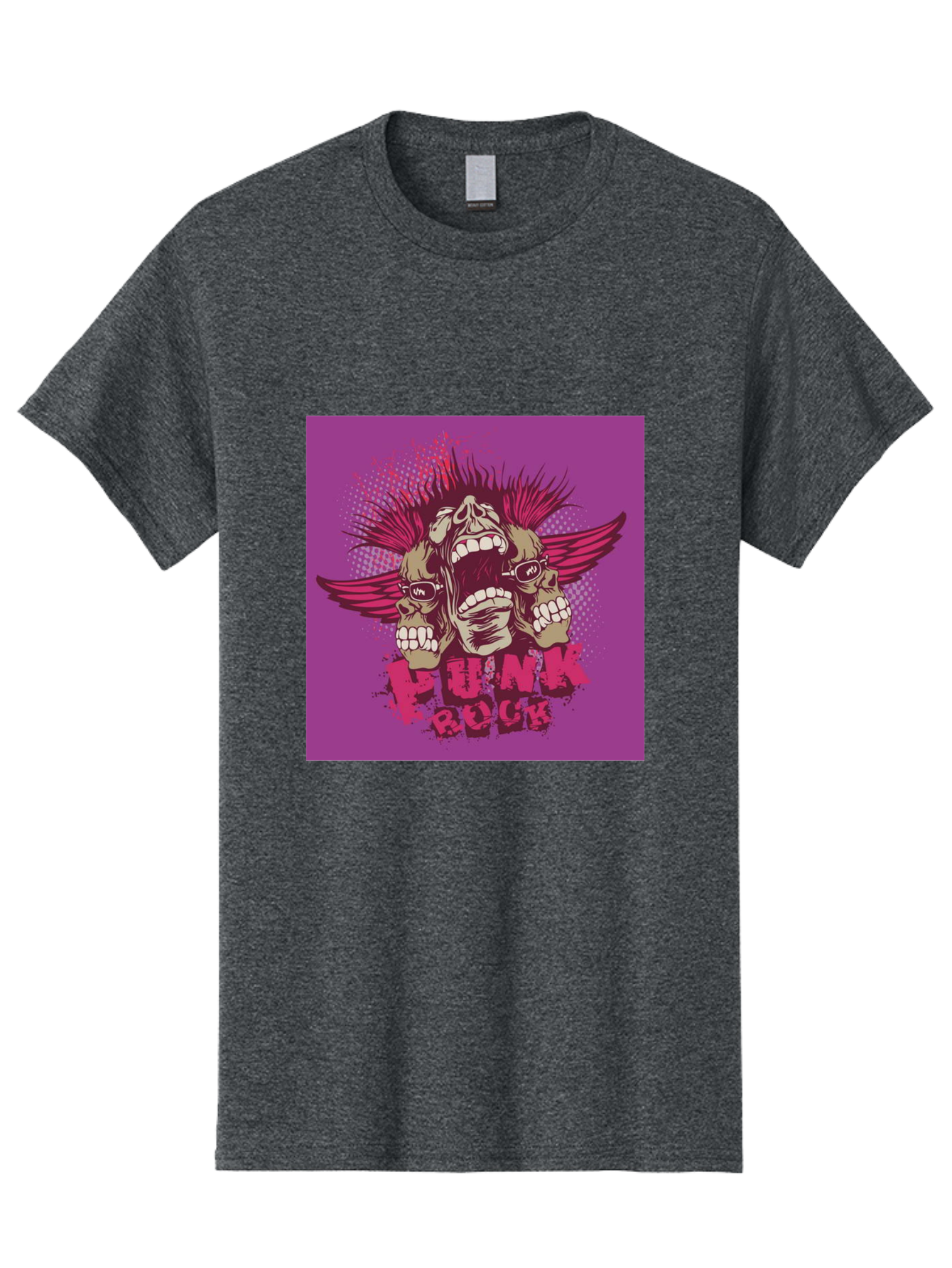 Punk Rock Men'S Graphic Tee, 100% Cotton, Comfortable Casual Summer Wear, Machine Washable, Punk Rock, Screaming Skulls, Mohawk Hair, Punk Style, Grunge Aesthetic, Bold Graphics, Skull Art, Edgy Design, Alternative Culture, Punk Fashion Aae601 29