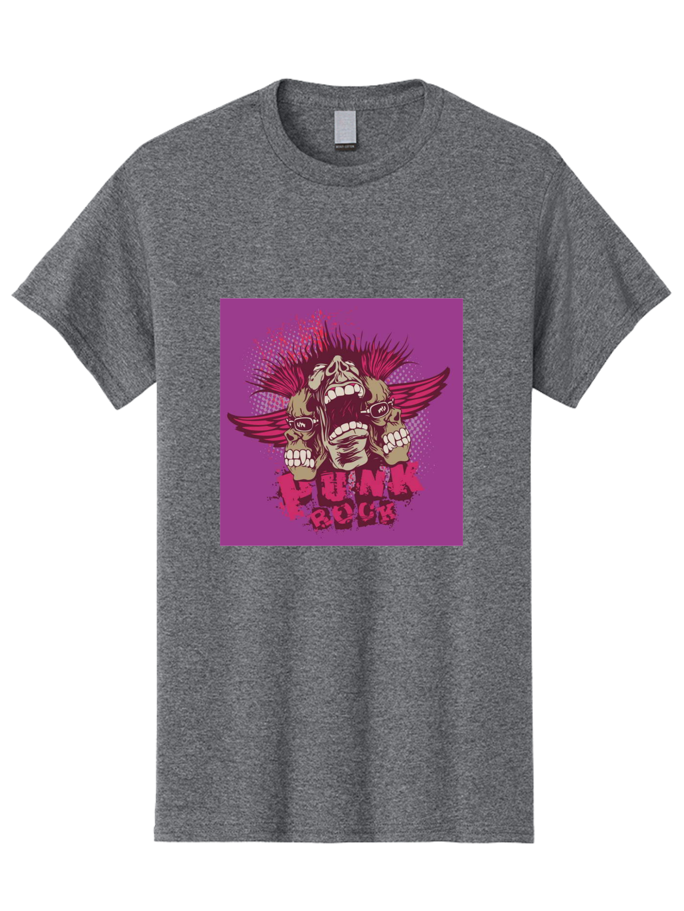 Punk Rock Men'S Graphic Tee, 100% Cotton, Comfortable Casual Summer Wear, Machine Washable, Punk Rock, Screaming Skulls, Mohawk Hair, Punk Style, Grunge Aesthetic, Bold Graphics, Skull Art, Edgy Design, Alternative Culture, Punk Fashion Aae601 13