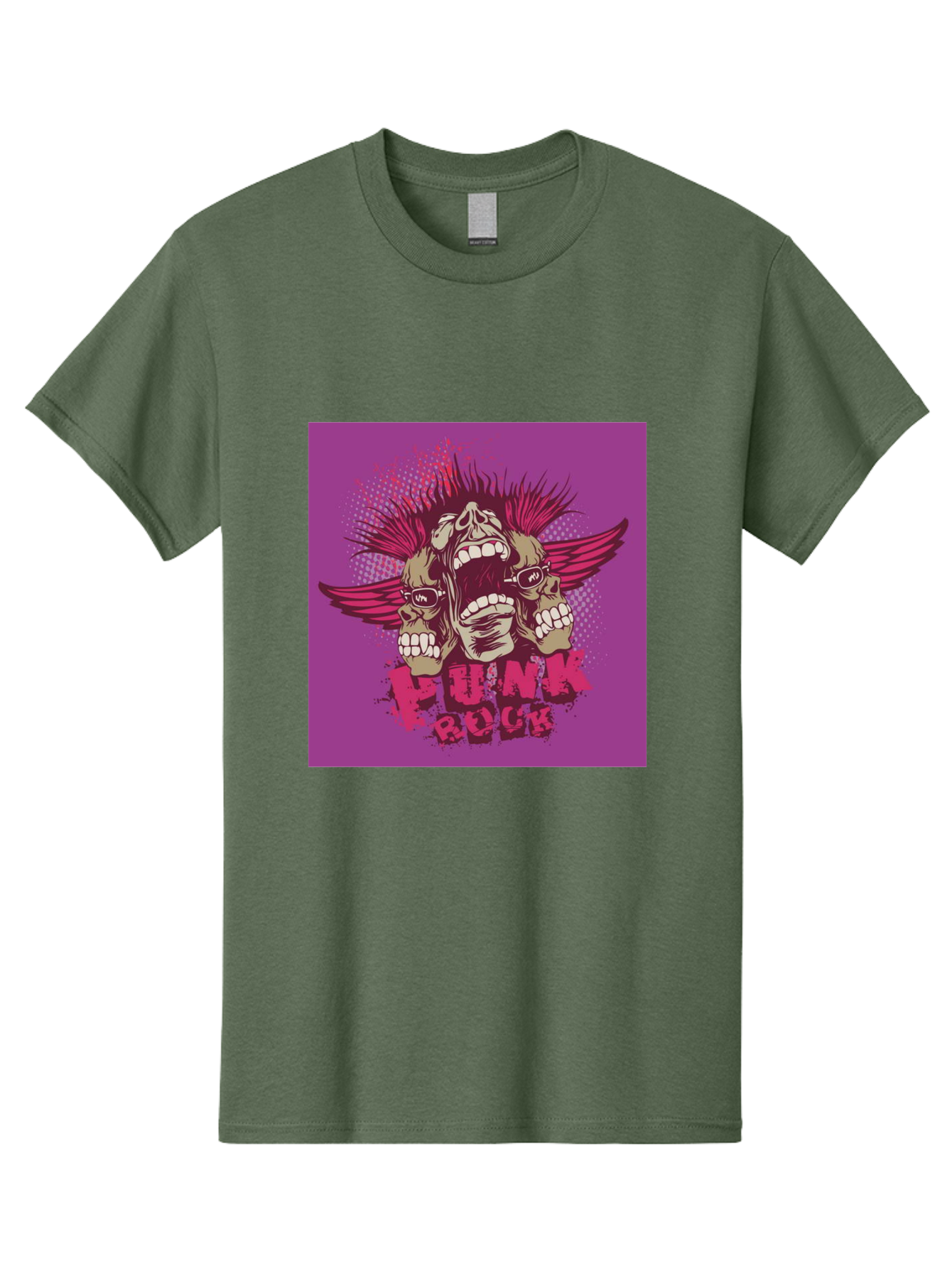 Punk Rock Men'S Graphic Tee, 100% Cotton, Comfortable Casual Summer Wear, Machine Washable, Punk Rock, Screaming Skulls, Mohawk Hair, Punk Style, Grunge Aesthetic, Bold Graphics, Skull Art, Edgy Design, Alternative Culture, Punk Fashion Aae601 3