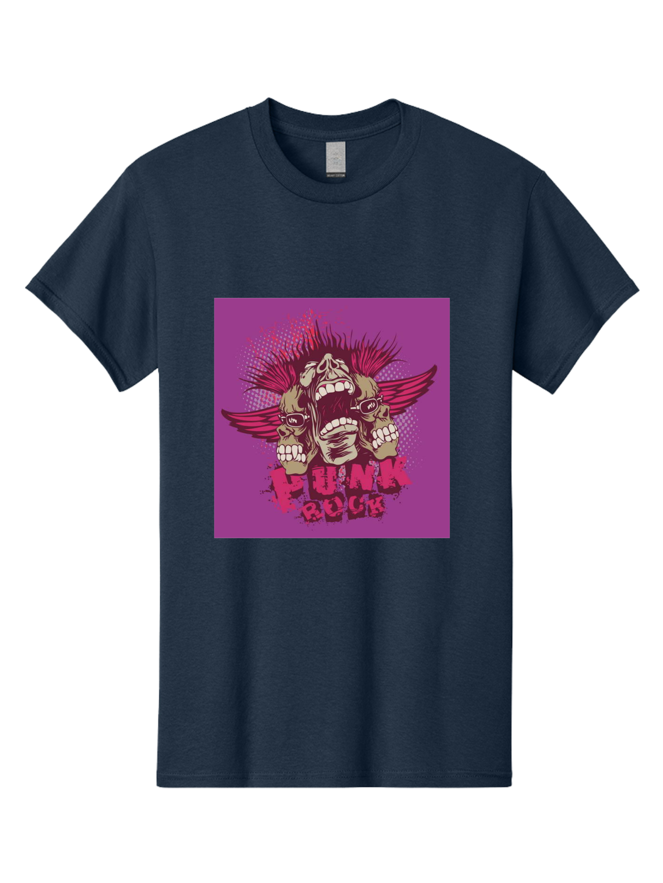 Punk Rock Men'S Graphic Tee, 100% Cotton, Comfortable Casual Summer Wear, Machine Washable, Punk Rock, Screaming Skulls, Mohawk Hair, Punk Style, Grunge Aesthetic, Bold Graphics, Skull Art, Edgy Design, Alternative Culture, Punk Fashion Aae601 7