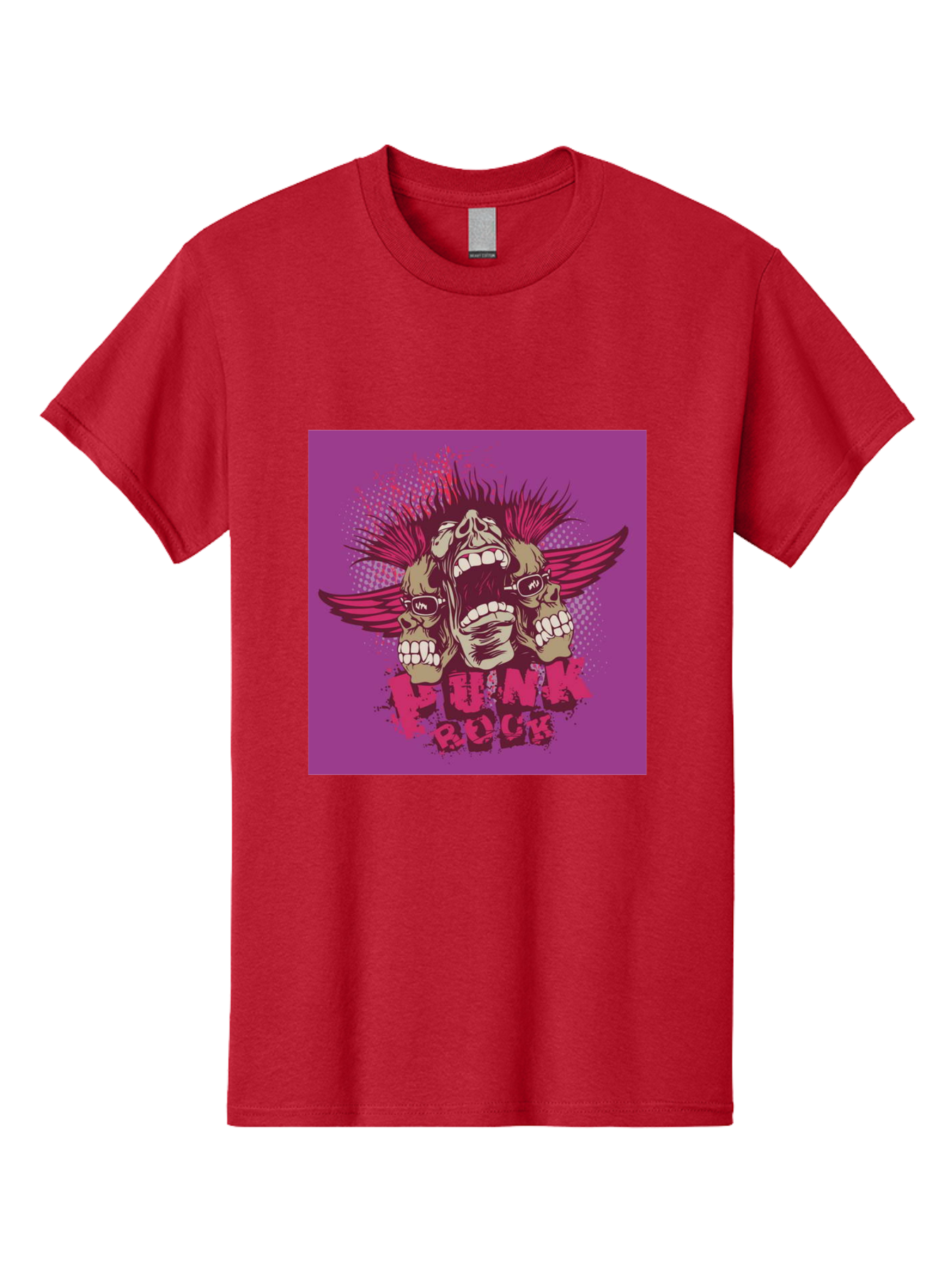 Punk Rock Men'S Graphic Tee, 100% Cotton, Comfortable Casual Summer Wear, Machine Washable, Punk Rock, Screaming Skulls, Mohawk Hair, Punk Style, Grunge Aesthetic, Bold Graphics, Skull Art, Edgy Design, Alternative Culture, Punk Fashion Aae601 5