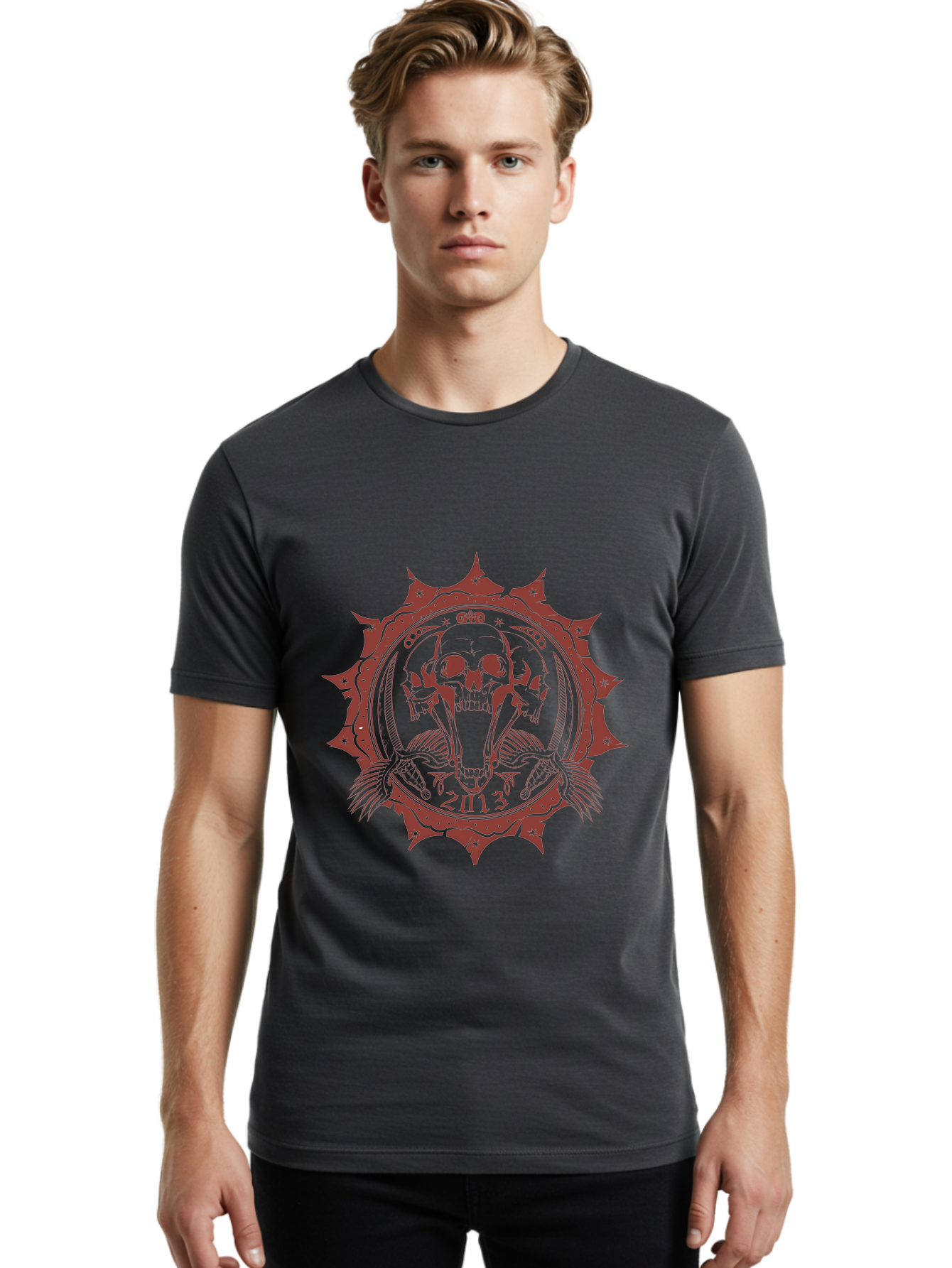 Ragecore Reaper 2013 Men'S Graphic Tee, 100% Cotton, Comfortable Casual Summer Wear, Machine Washable, Snake Coiled Around Skull, Gothic Illustration, Mysterious Symbol, Intricate Design, Snake Wrapped Around Skull, Unique Artwork, Aae603 22