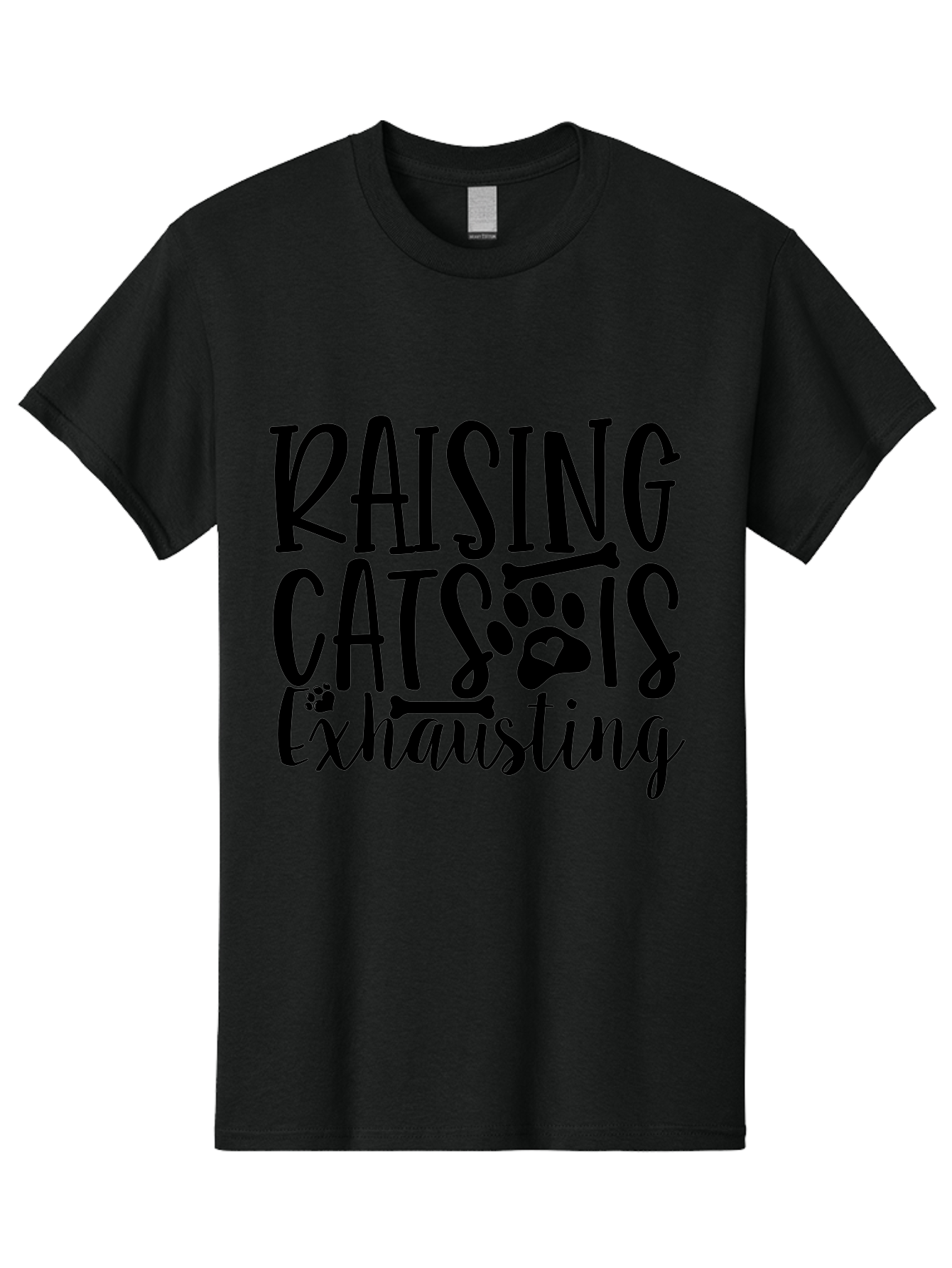 Raising Cats Is Exhausting Men'S Graphic Tee, 100% Cotton, Comfortable Casual Summer Wear, Machine Washable, Funny Cat Quote, Cat Lovers Gift, Cat Mom, Cat Dad, Cat Parenting Humor, Feline Fun, Cat Puns, Cat Memes Aae605 27