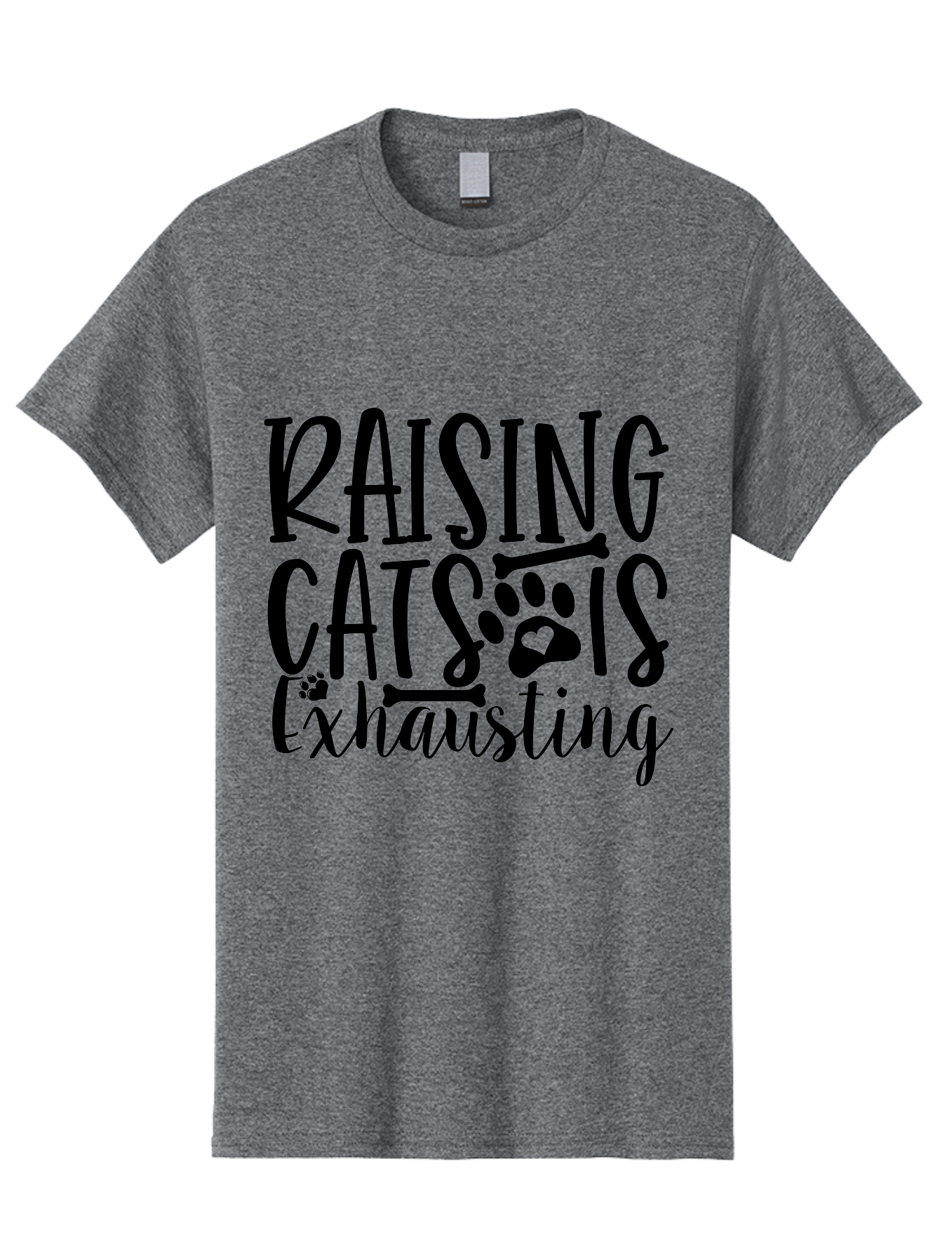 Raising Cats Is Exhausting Men'S Graphic Tee, 100% Cotton, Comfortable Casual Summer Wear, Machine Washable, Funny Cat Quote, Cat Lovers Gift, Cat Mom, Cat Dad, Cat Parenting Humor, Feline Fun, Cat Puns, Cat Memes Aae605 13