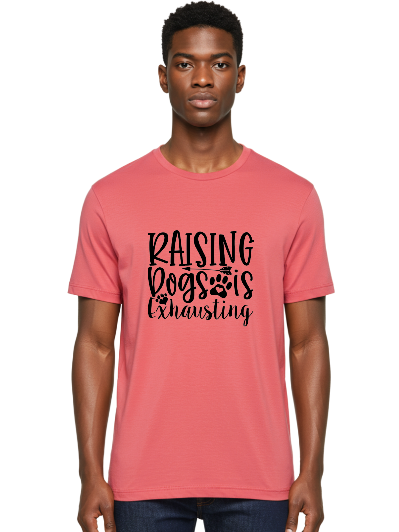 Raising Dogs Is Exhausting Men'S Graphic Tee, 100% Cotton, Comfortable Casual Summer Wear, Machine Washable, Raising Dogs, Dog Owners, Dog Lovers, Pet Care, Dog Parenting, Dog Training, Funny Quotes, Dog Humor, Pet Parenting Aae606 22