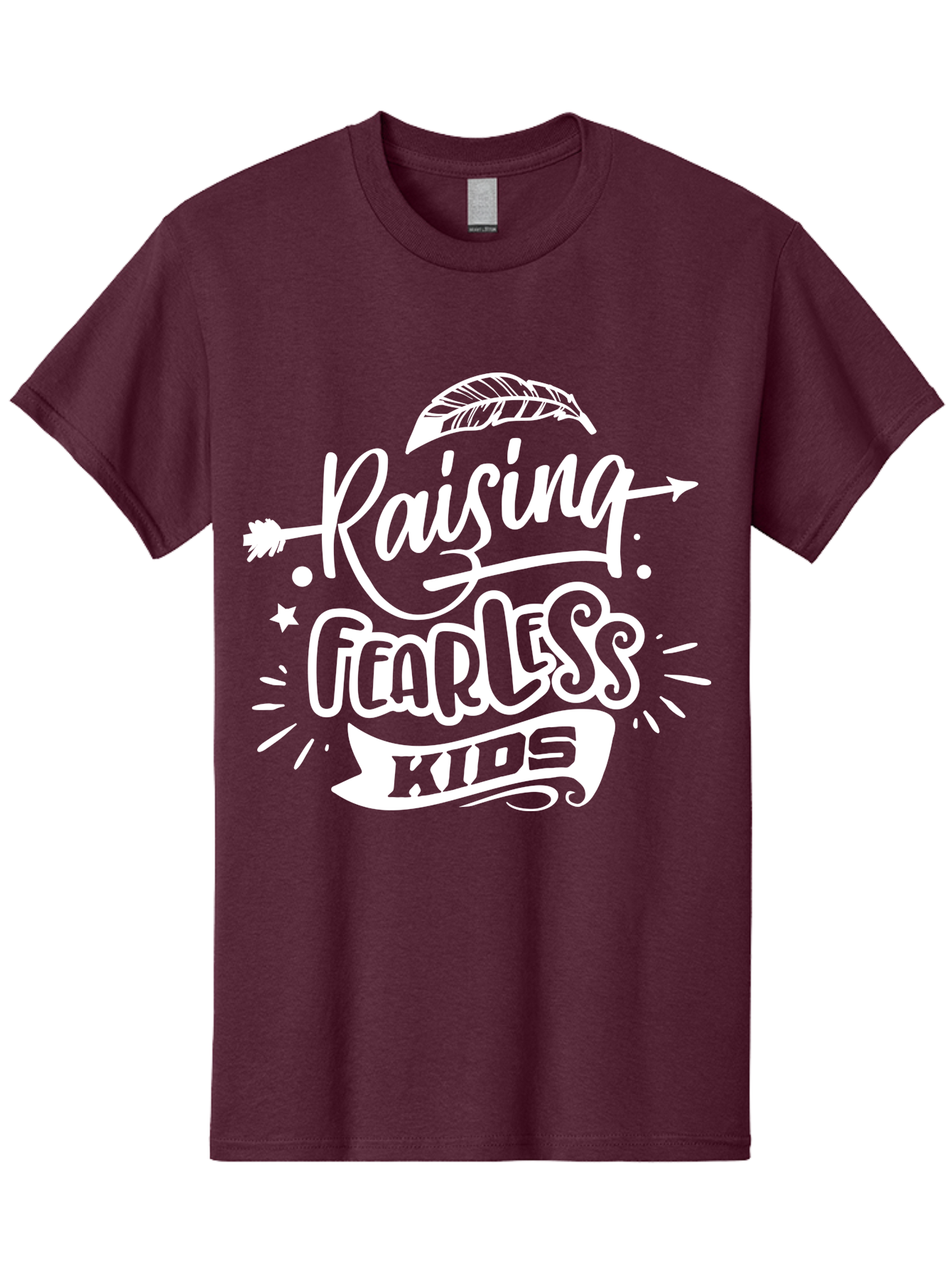 Raising Fearless Kids White Men'S Graphic Tee, 100% Cotton, Comfortable Casual Summer Wear, Machine Washable, Raising Fearless Kids, Motivational Quotes, Inspirational Phrases, Parenting Tips, Bold Font, Arrow Graphics, Feather Illustrations, Aae607 21