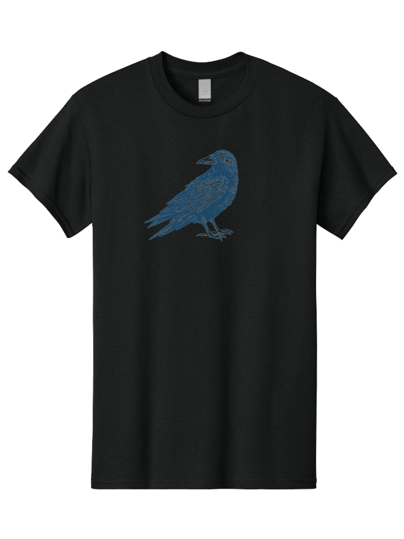 Raven Standing Men'S Graphic Tee, 100% Cotton, Comfortable Casual Summer Wear, Machine Washable, Raven Illustration, Dark Blue Crow, Mysterious Bird, Gothic Animal, Bird Silhouette, Wildlife Art, Symbolic Creature, Sharp Beak Aae609 9