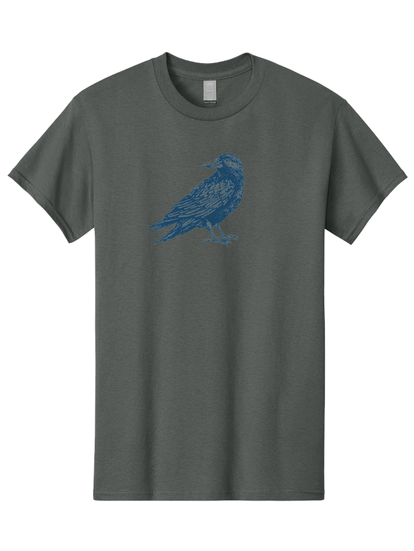 Raven Standing Men'S Graphic Tee, 100% Cotton, Comfortable Casual Summer Wear, Machine Washable, Raven Illustration, Dark Blue Crow, Mysterious Bird, Gothic Animal, Bird Silhouette, Wildlife Art, Symbolic Creature, Sharp Beak Aae609 27