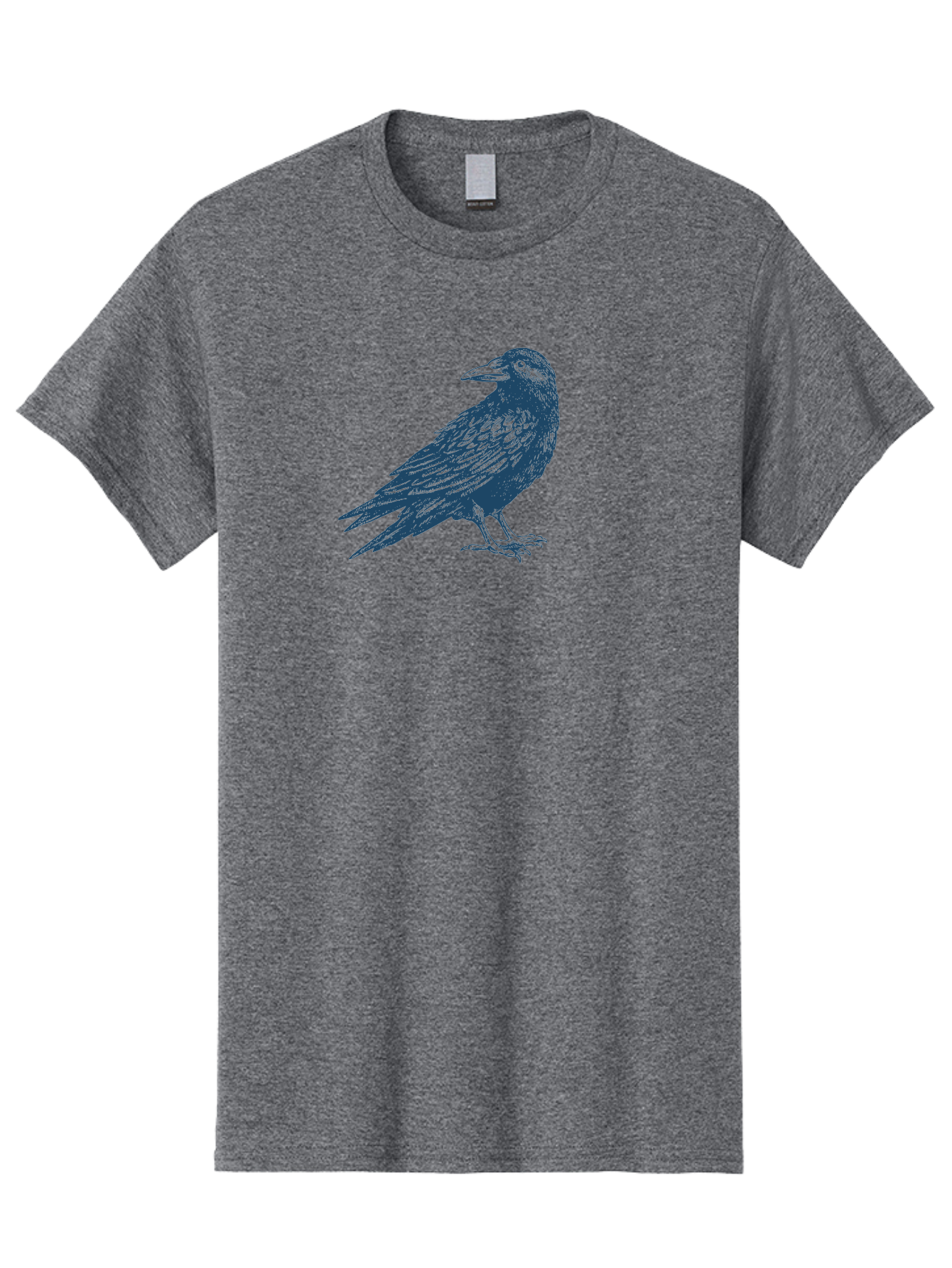 Raven Standing Men'S Graphic Tee, 100% Cotton, Comfortable Casual Summer Wear, Machine Washable, Raven Illustration, Dark Blue Crow, Mysterious Bird, Gothic Animal, Bird Silhouette, Wildlife Art, Symbolic Creature, Sharp Beak Aae609 1