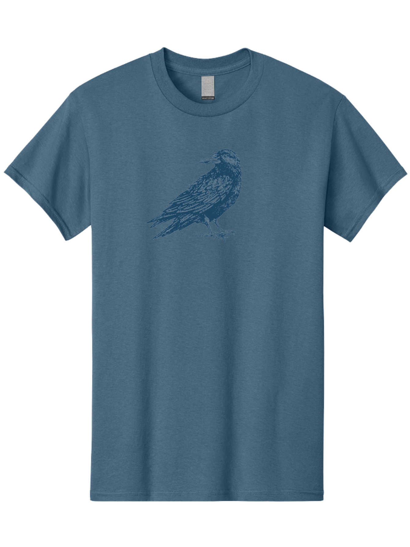 Raven Standing Men'S Graphic Tee, 100% Cotton, Comfortable Casual Summer Wear, Machine Washable, Raven Illustration, Dark Blue Crow, Mysterious Bird, Gothic Animal, Bird Silhouette, Wildlife Art, Symbolic Creature, Sharp Beak Aae609 7
