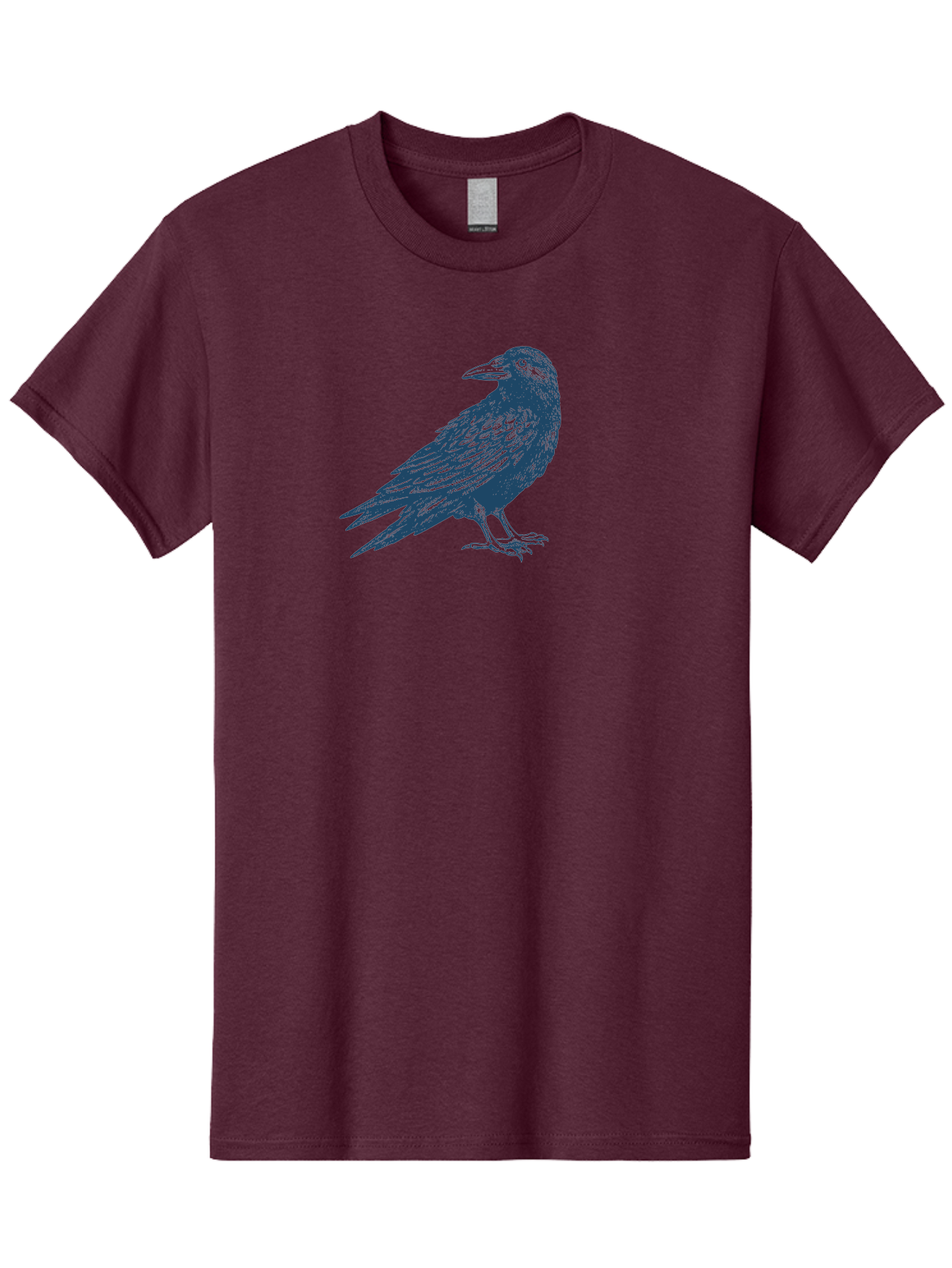 Raven Standing Men'S Graphic Tee, 100% Cotton, Comfortable Casual Summer Wear, Machine Washable, Raven Illustration, Dark Blue Crow, Mysterious Bird, Gothic Animal, Bird Silhouette, Wildlife Art, Symbolic Creature, Sharp Beak Aae609 25