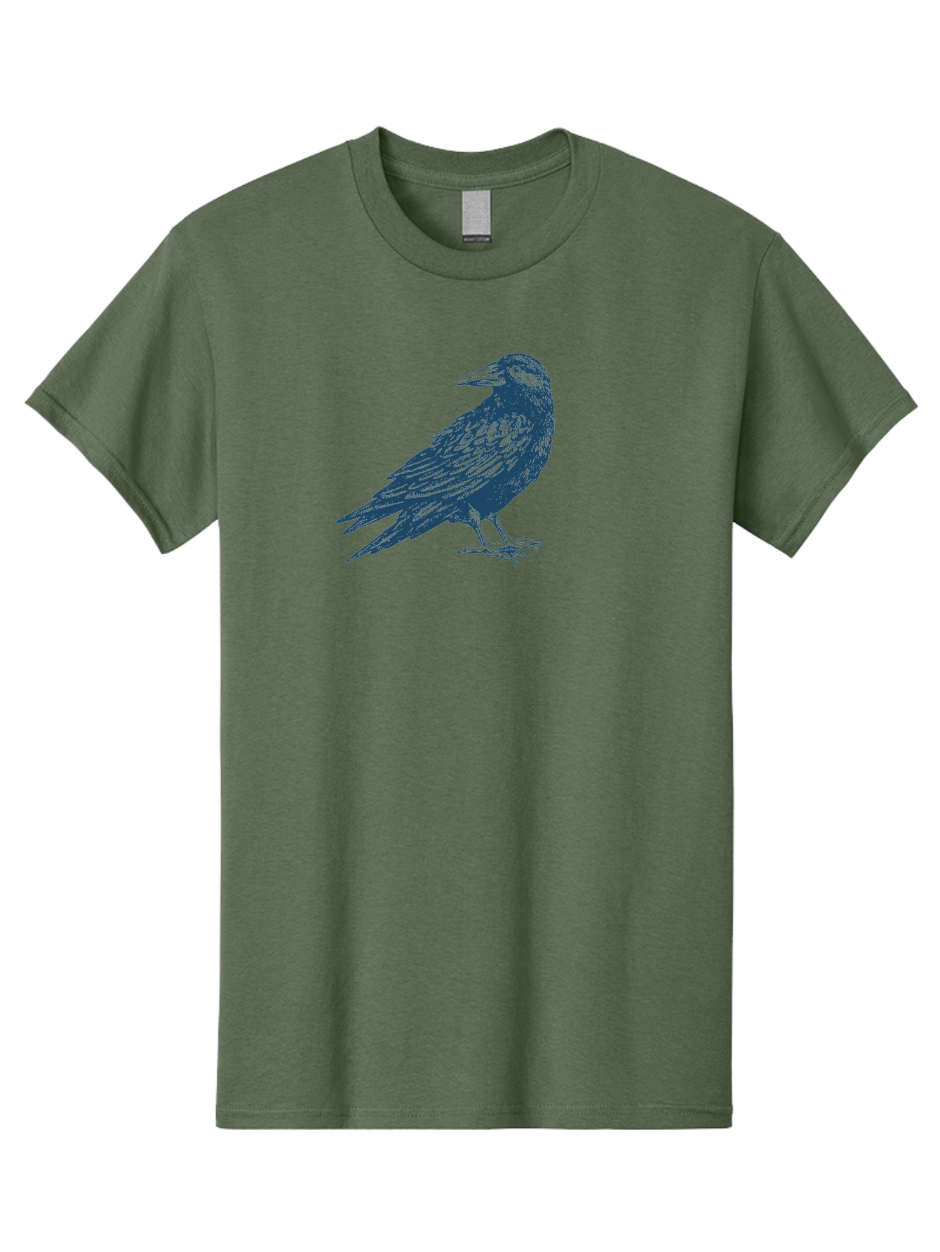 Raven Standing Men'S Graphic Tee, 100% Cotton, Comfortable Casual Summer Wear, Machine Washable, Raven Illustration, Dark Blue Crow, Mysterious Bird, Gothic Animal, Bird Silhouette, Wildlife Art, Symbolic Creature, Sharp Beak Aae609 23