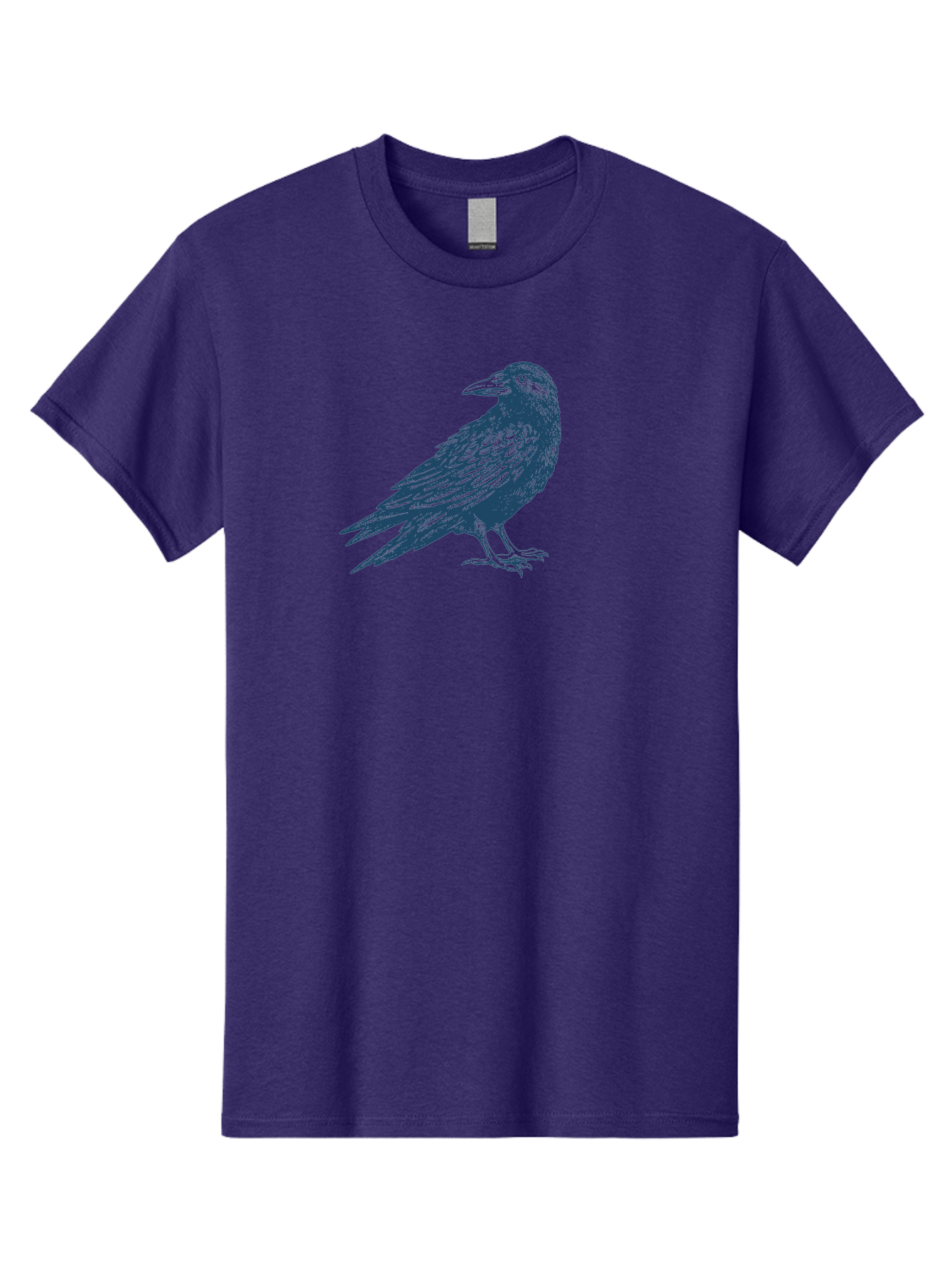 Raven Standing Men'S Graphic Tee, 100% Cotton, Comfortable Casual Summer Wear, Machine Washable, Raven Illustration, Dark Blue Crow, Mysterious Bird, Gothic Animal, Bird Silhouette, Wildlife Art, Symbolic Creature, Sharp Beak Aae609 19