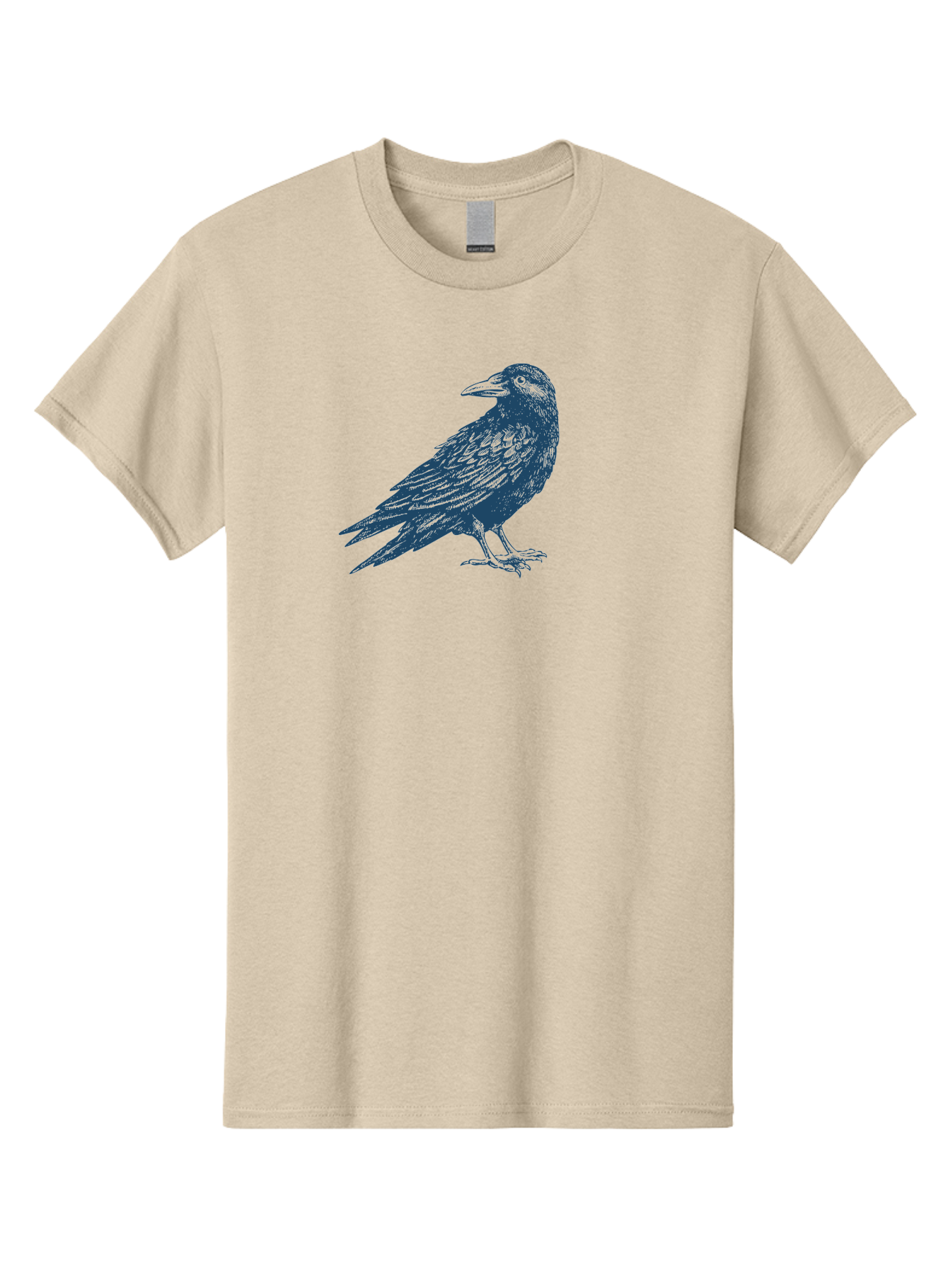 Raven Standing Men'S Graphic Tee, 100% Cotton, Comfortable Casual Summer Wear, Machine Washable, Raven Illustration, Dark Blue Crow, Mysterious Bird, Gothic Animal, Bird Silhouette, Wildlife Art, Symbolic Creature, Sharp Beak Aae609 15