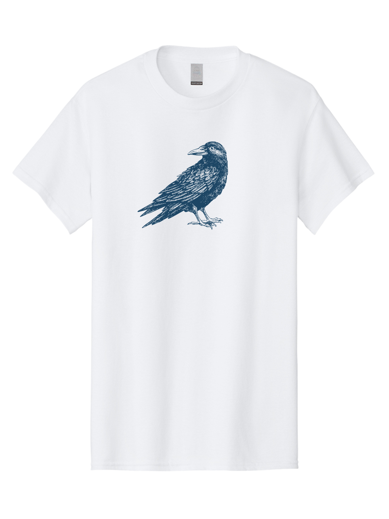 Raven Standing Men'S Graphic Tee, 100% Cotton, Comfortable Casual Summer Wear, Machine Washable, Raven Illustration, Dark Blue Crow, Mysterious Bird, Gothic Animal, Bird Silhouette, Wildlife Art, Symbolic Creature, Sharp Beak Aae609 29
