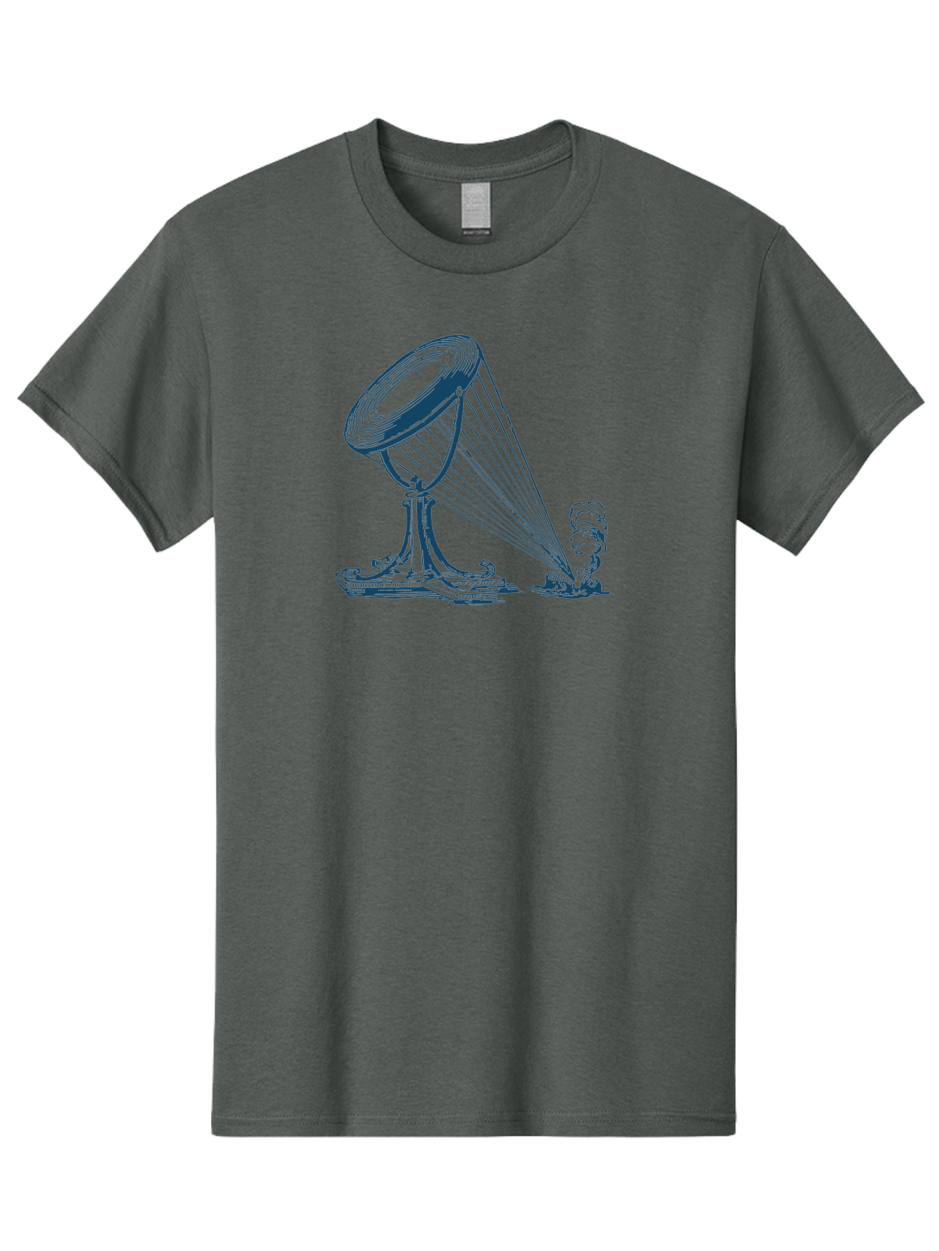 Retro Magnifying Glass Men'S Graphic Tee, 100% Cotton, Comfortable Casual Summer Wear, Machine Washable, Vintage Gramophone, Retro Sound, Classic Music, Antique Technology, Old-Fashioned, Nostalgic Vibes, Music Player, Sound Waves, Aae612 25