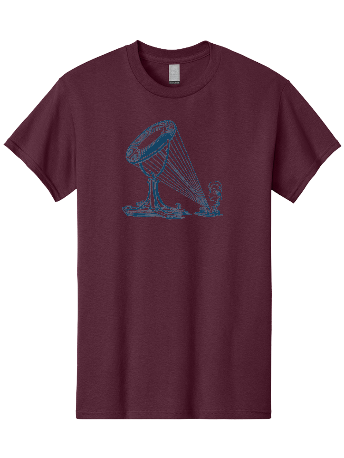 Retro Magnifying Glass Men'S Graphic Tee, 100% Cotton, Comfortable Casual Summer Wear, Machine Washable, Vintage Gramophone, Retro Sound, Classic Music, Antique Technology, Old-Fashioned, Nostalgic Vibes, Music Player, Sound Waves, Aae612 23