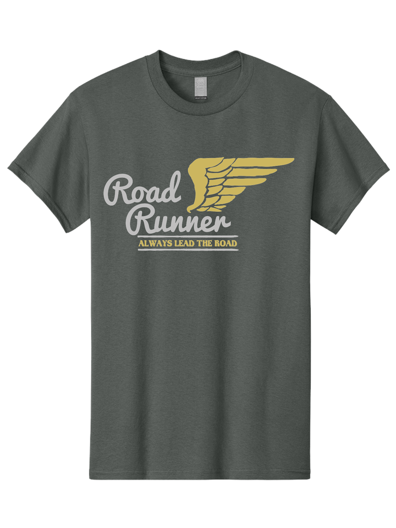 Road Runner Men'S Graphic Tee, 100% Cotton, Comfortable Casual Summer Wear, Machine Washable, Runner Logo, Wing Design, Road Runner, Always Lead The Road, Fitness Motivation, Running Inspiration, Speed, Wings, Road Runner Theme Aae617 25