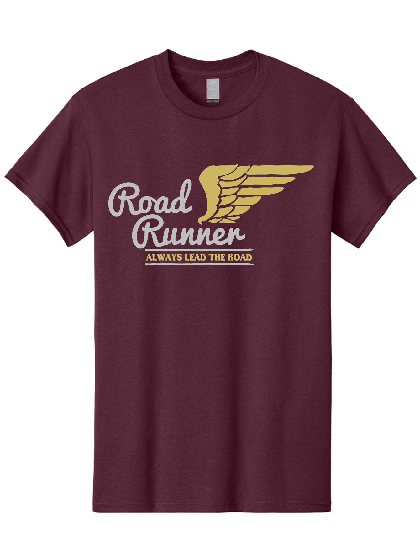 Road Runner Men'S Graphic Tee, 100% Cotton, Comfortable Casual Summer Wear, Machine Washable, Runner Logo, Wing Design, Road Runner, Always Lead The Road, Fitness Motivation, Running Inspiration, Speed, Wings, Road Runner Theme Aae617 23