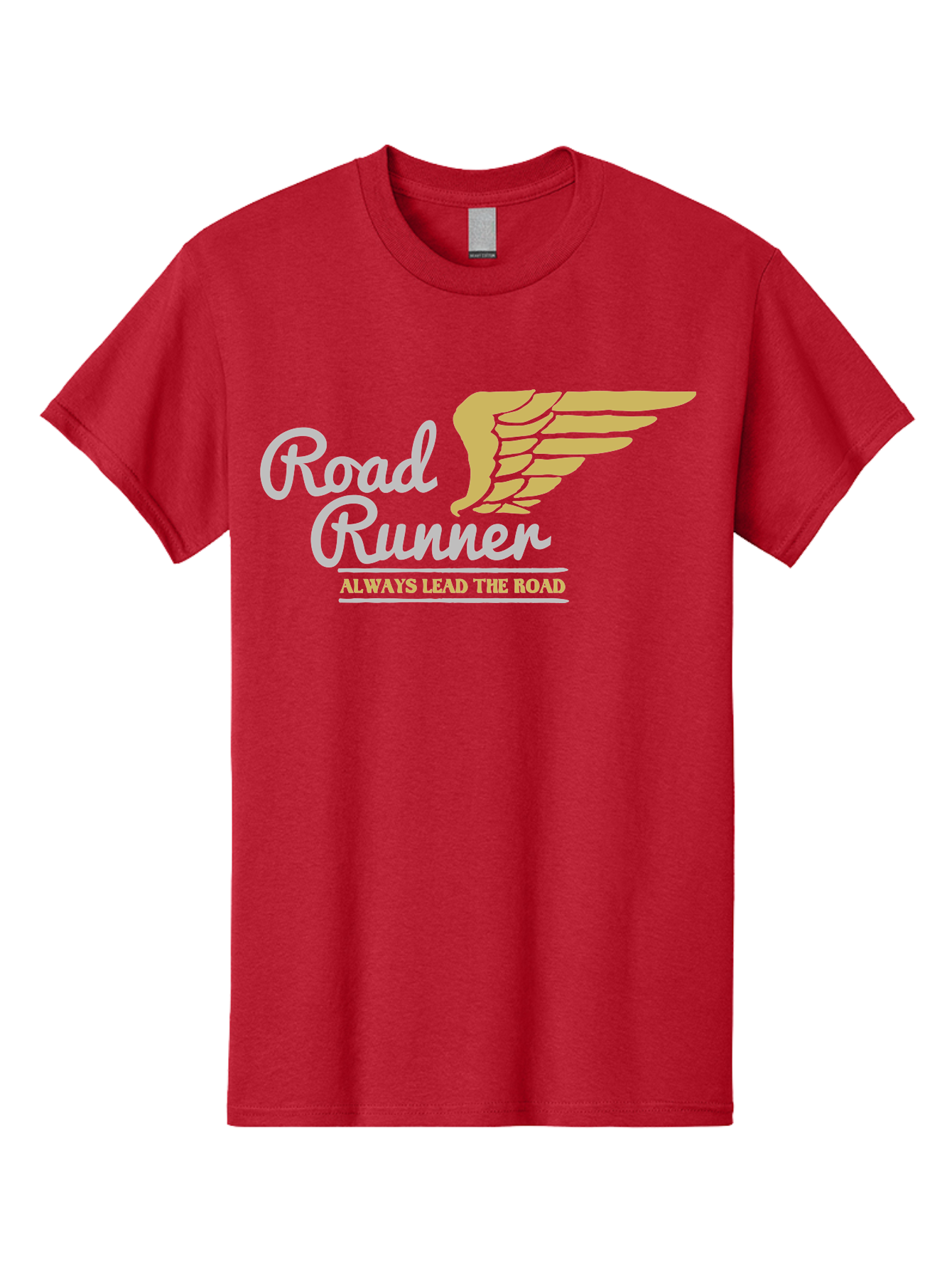 Road Runner Men'S Graphic Tee, 100% Cotton, Comfortable Casual Summer Wear, Machine Washable, Runner Logo, Wing Design, Road Runner, Always Lead The Road, Fitness Motivation, Running Inspiration, Speed, Wings, Road Runner Theme Aae617 29