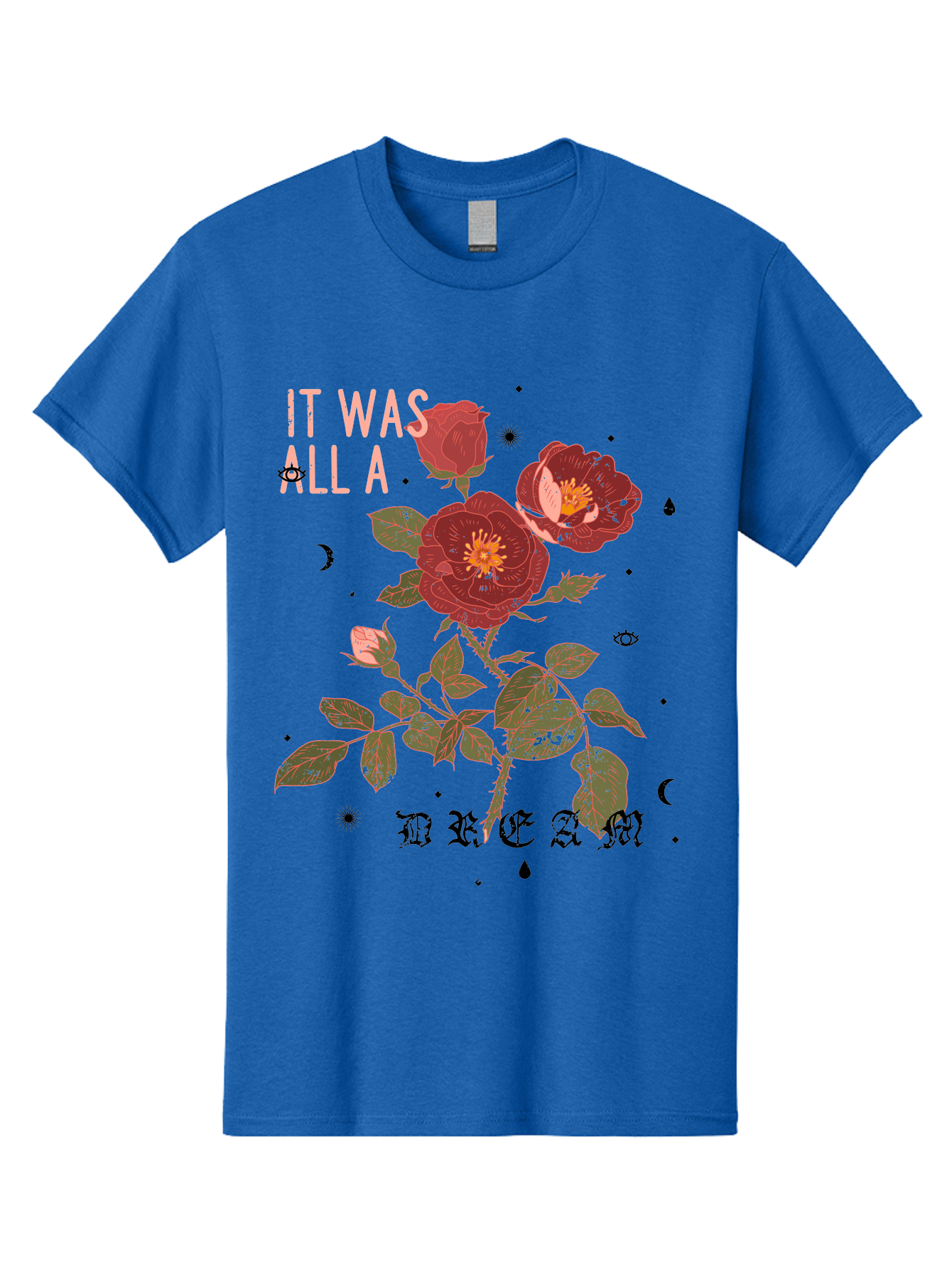 Rose -Men Men'S Graphic Tee, 100% Cotton, Comfortable Casual Summer Wear, Machine Washable, Red Roses, Vintage Illustration, Floral Design, Dreamy Atmosphere, Symbolic Imagery, Retro Aesthetic, Mystical Vibes, Gothic Typography Aae619 7