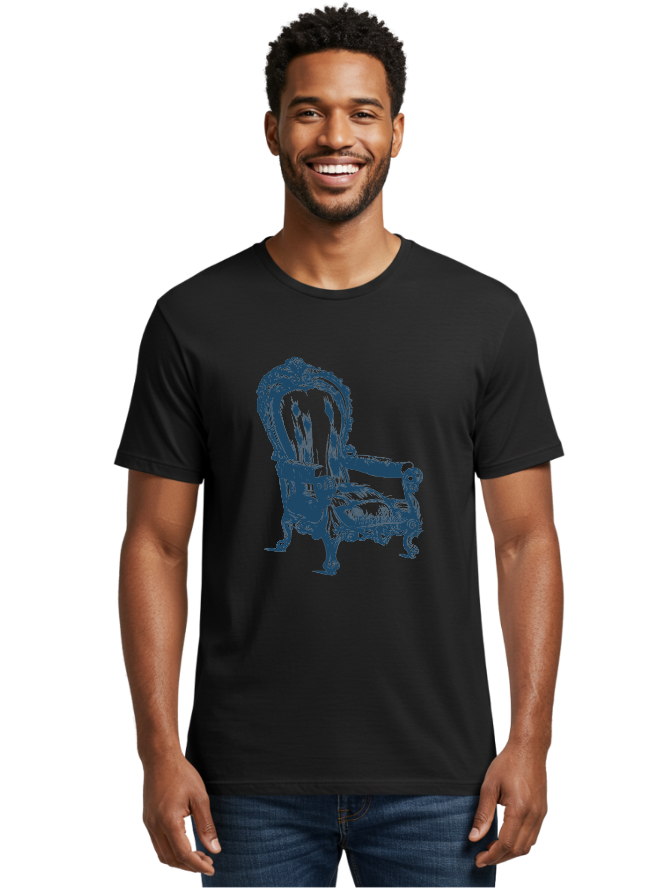 Royal Scroll Armchair Men'S Graphic Tee, 100% Cotton, Comfortable Casual Summer Wear, Machine Washable, Luxury Chair, Ornate Design, Vintage Furniture, Armchair, Carved Details, Royal Seating, Ornamental Decor, Intricate Carvings, Aae622 28