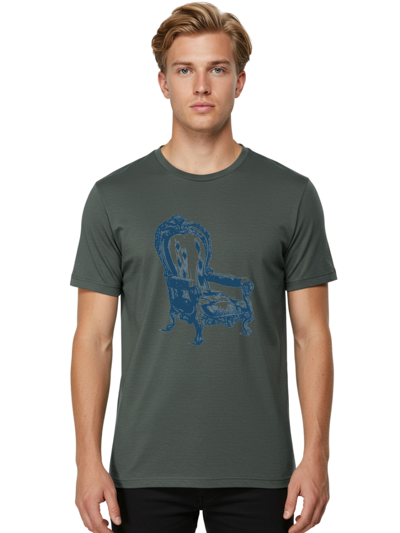 Royal Scroll Armchair Men'S Graphic Tee, 100% Cotton, Comfortable Casual Summer Wear, Machine Washable, Luxury Chair, Ornate Design, Vintage Furniture, Armchair, Carved Details, Royal Seating, Ornamental Decor, Intricate Carvings, Aae622 20