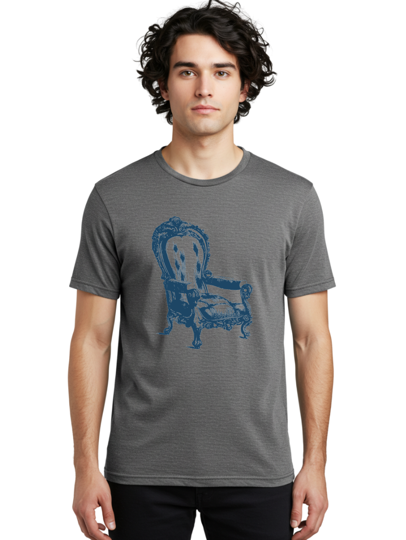 Royal Scroll Armchair Men'S Graphic Tee, 100% Cotton, Comfortable Casual Summer Wear, Machine Washable, Luxury Chair, Ornate Design, Vintage Furniture, Armchair, Carved Details, Royal Seating, Ornamental Decor, Intricate Carvings, Aae622 30