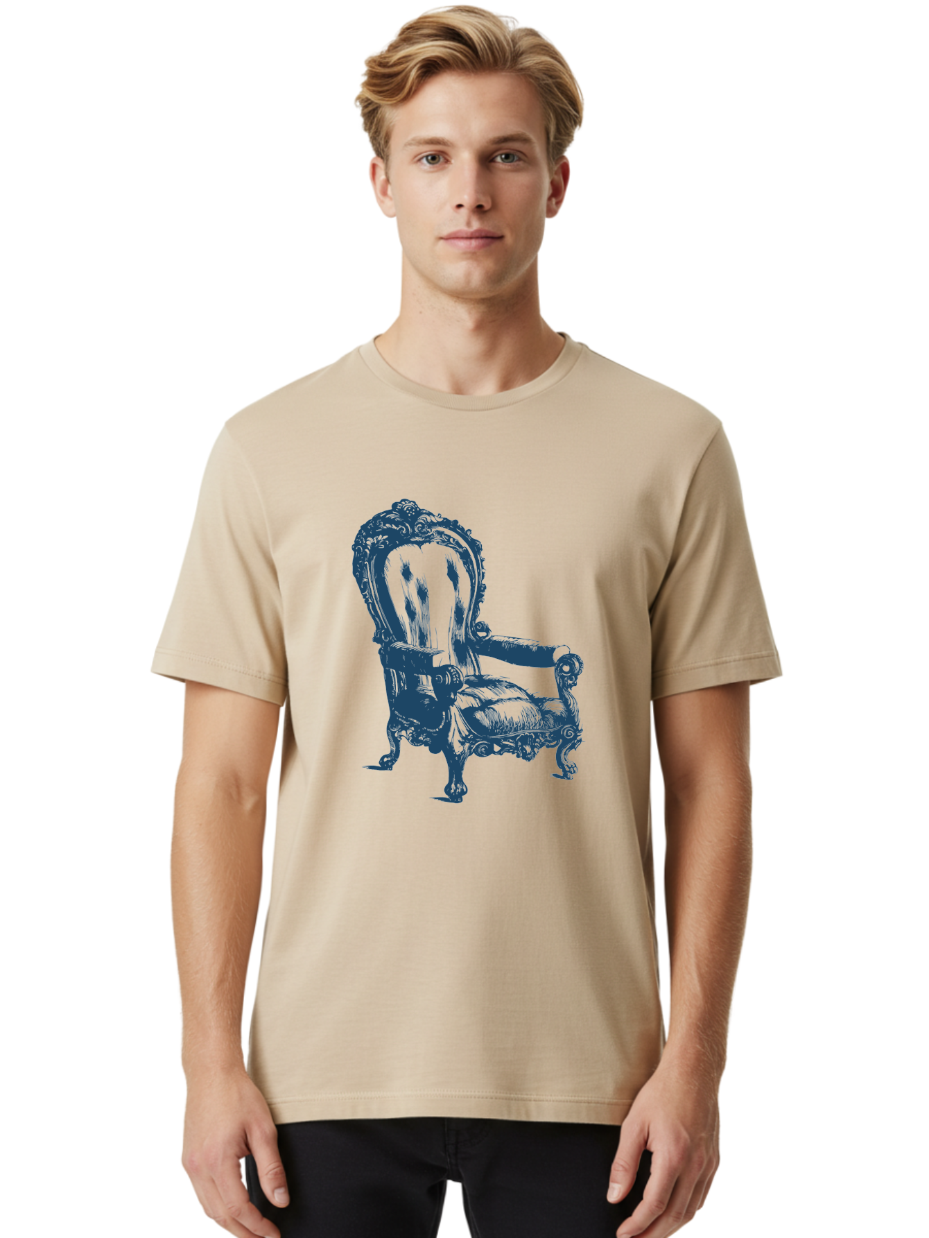 Royal Scroll Armchair Men'S Graphic Tee, 100% Cotton, Comfortable Casual Summer Wear, Machine Washable, Luxury Chair, Ornate Design, Vintage Furniture, Armchair, Carved Details, Royal Seating, Ornamental Decor, Intricate Carvings, Aae622 10