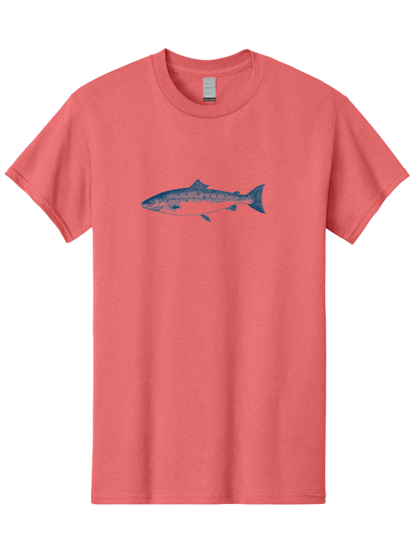Runstream Fish Men'S Graphic Tee, 100% Cotton, Comfortable Casual Summer Wear, Machine Washable, Salmon Fish, Halftone Illustration, Aquatic Life, Ocean Creature, Fish Species, Wildlife Art, Stencil Style Aae625 25