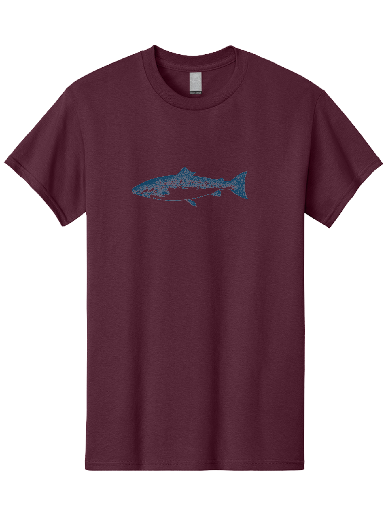 Runstream Fish Men'S Graphic Tee, 100% Cotton, Comfortable Casual Summer Wear, Machine Washable, Salmon Fish, Halftone Illustration, Aquatic Life, Ocean Creature, Fish Species, Wildlife Art, Stencil Style Aae625 27