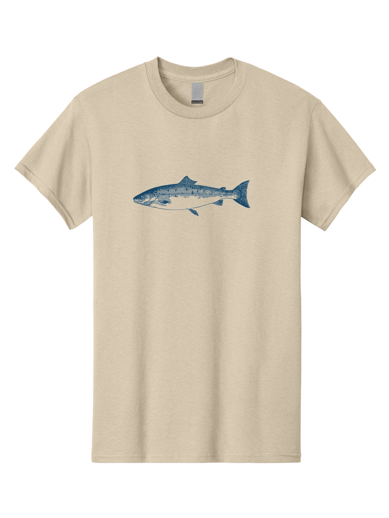 Runstream Fish Men'S Graphic Tee, 100% Cotton, Comfortable Casual Summer Wear, Machine Washable, Salmon Fish, Halftone Illustration, Aquatic Life, Ocean Creature, Fish Species, Wildlife Art, Stencil Style Aae625 23