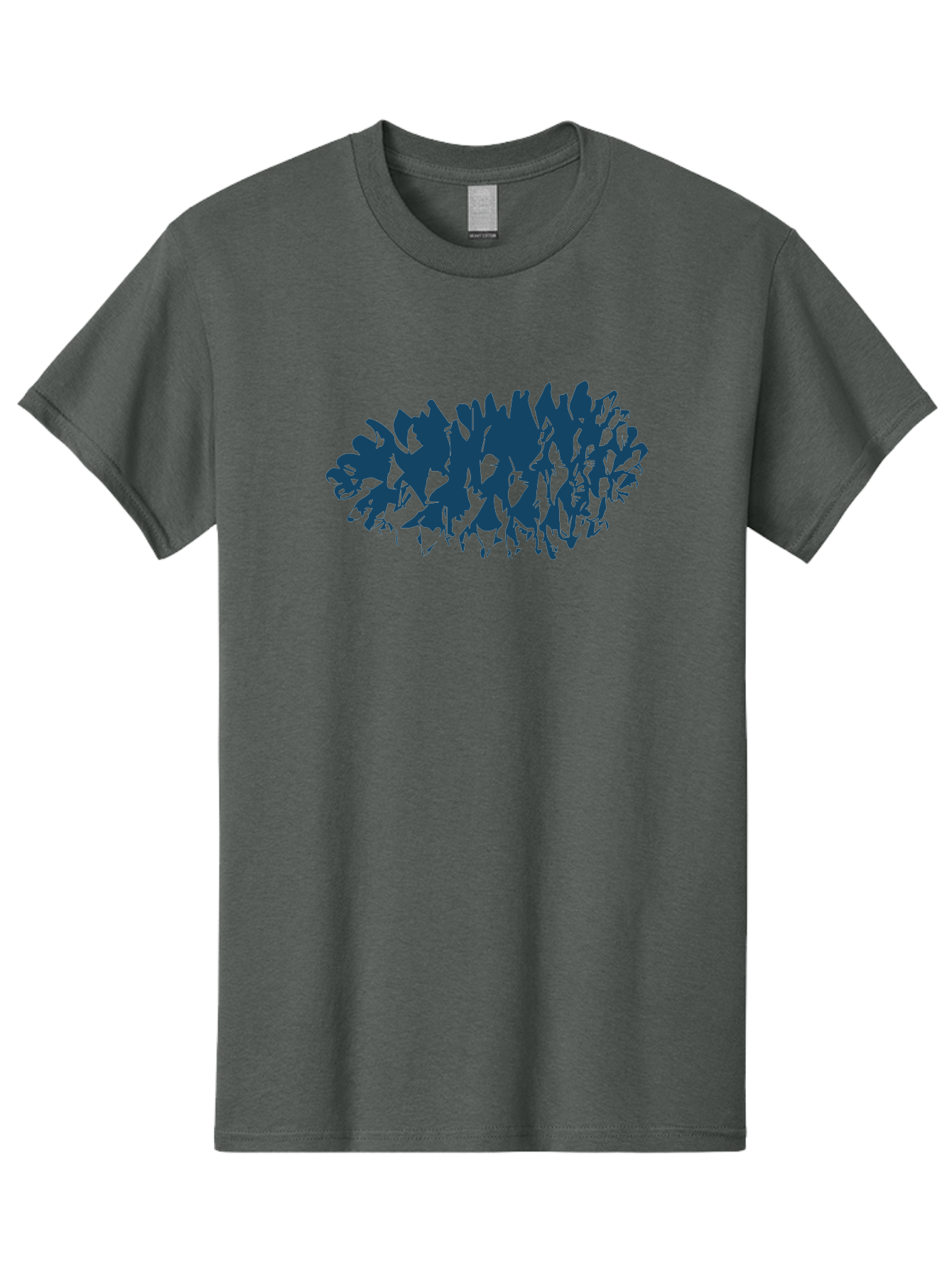 Rustic Pine Cluster Men'S Graphic Tee, 100% Cotton, Comfortable Casual Summer Wear, Machine Washable, Silhouette Of Horses, Group Of Horses, Galloping Horses, Abstract Horses, Dark Blue Horses, Dynamic Movement, Chaotic Movement, Horse Shapes, Aae627 9