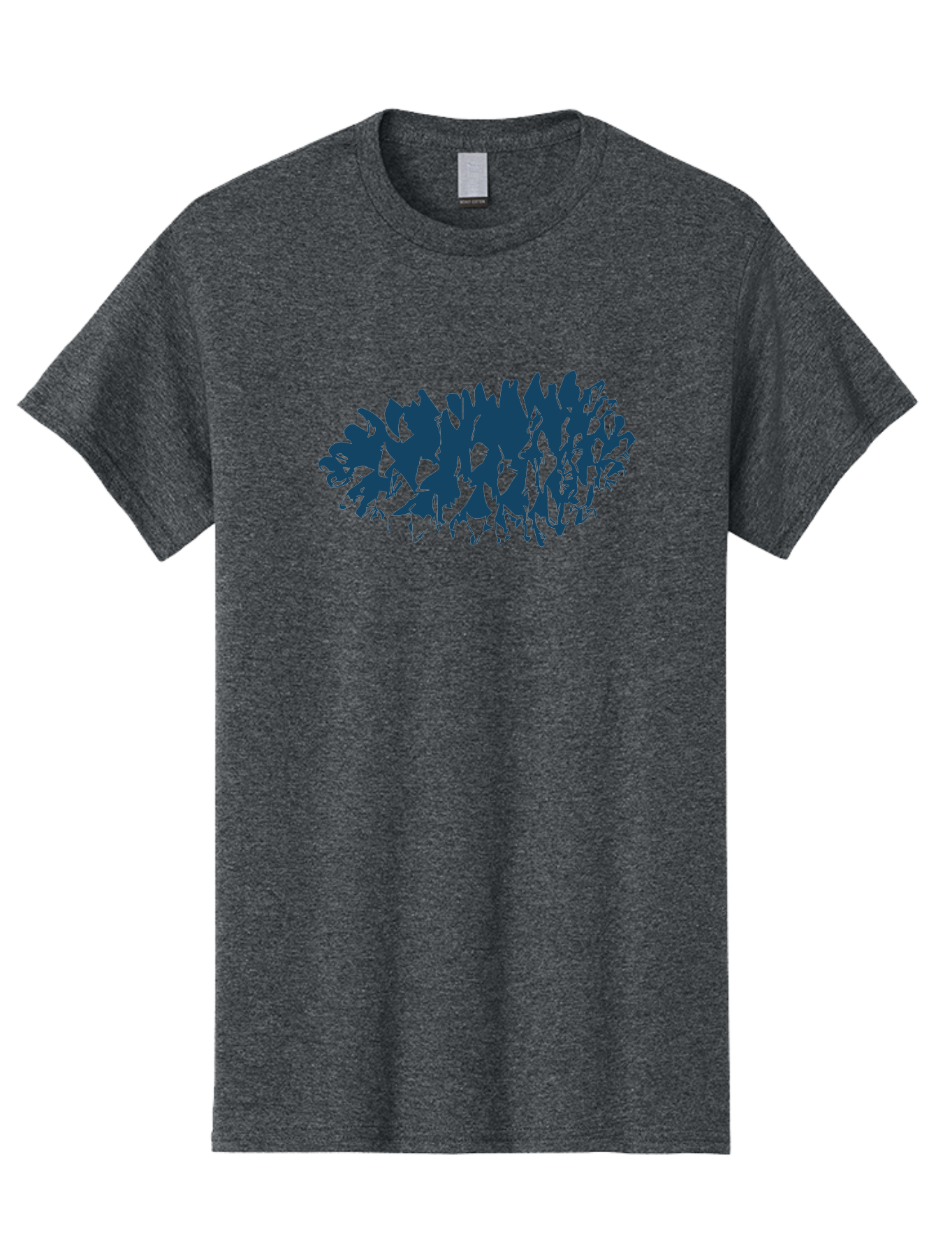 Rustic Pine Cluster Men'S Graphic Tee, 100% Cotton, Comfortable Casual Summer Wear, Machine Washable, Silhouette Of Horses, Group Of Horses, Galloping Horses, Abstract Horses, Dark Blue Horses, Dynamic Movement, Chaotic Movement, Horse Shapes, Aae627 5