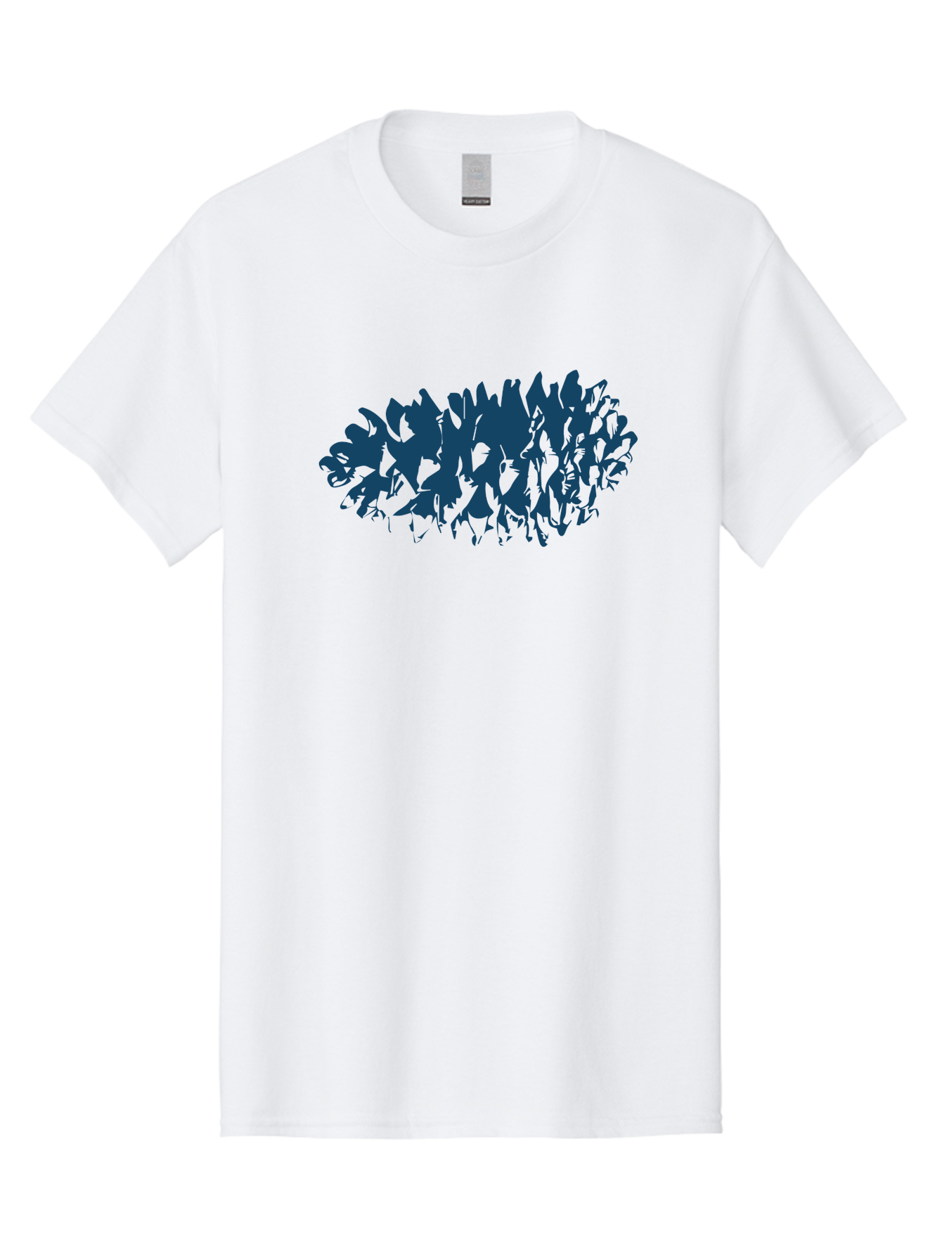 Rustic Pine Cluster Men'S Graphic Tee, 100% Cotton, Comfortable Casual Summer Wear, Machine Washable, Silhouette Of Horses, Group Of Horses, Galloping Horses, Abstract Horses, Dark Blue Horses, Dynamic Movement, Chaotic Movement, Horse Shapes, Aae627 3
