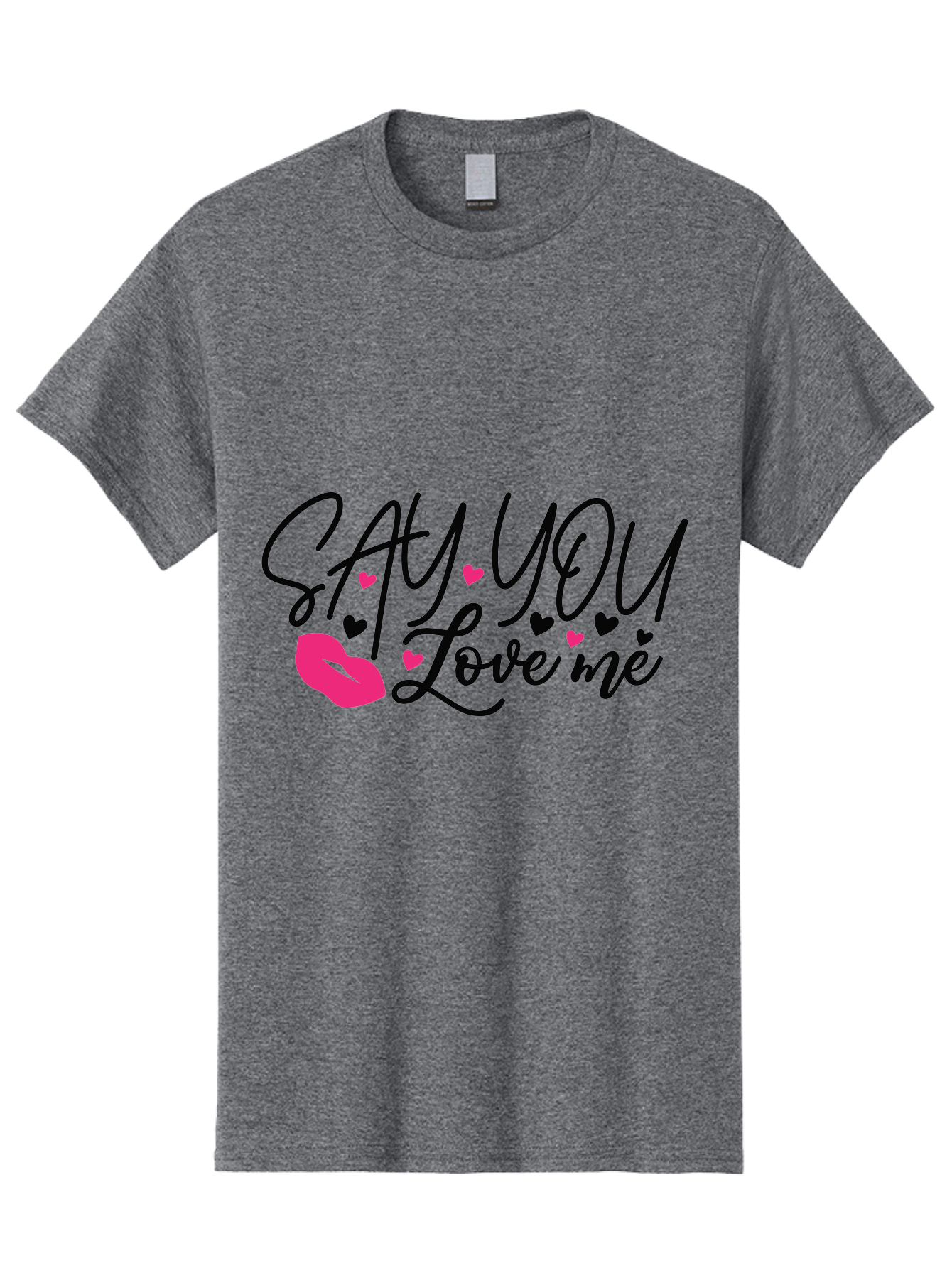 Say You Love Me Men'S Graphic Tee, 100% Cotton, Comfortable Casual Summer Wear, Machine Washable, Say You Love Me, Lipstick Kiss, Romantic Quote, Love Phrase, Heart Symbols, Pink Lips, Lovely Message, Sweet Sentiment, Charming Design, Aae629 25