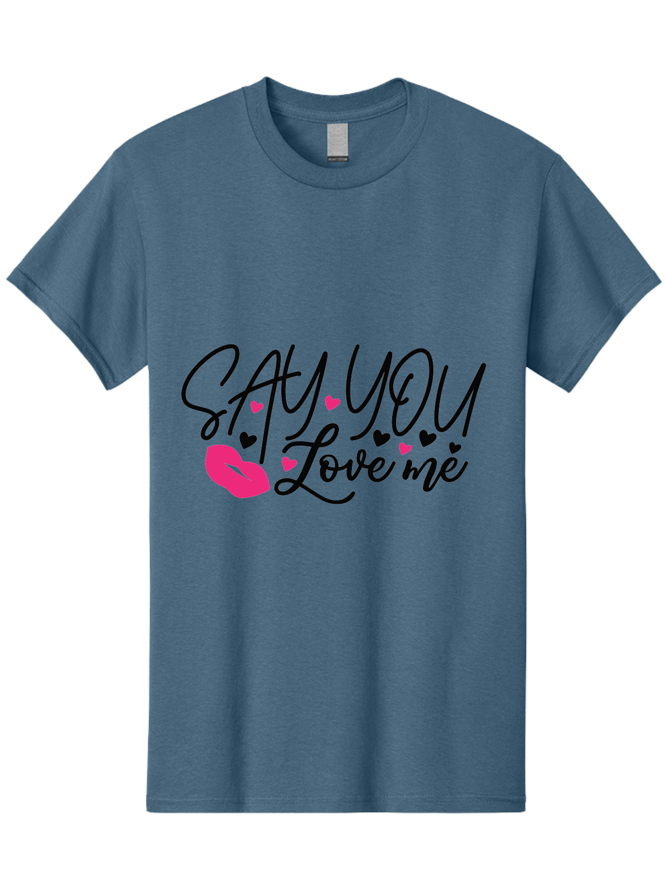 Say You Love Me Men'S Graphic Tee, 100% Cotton, Comfortable Casual Summer Wear, Machine Washable, Say You Love Me, Lipstick Kiss, Romantic Quote, Love Phrase, Heart Symbols, Pink Lips, Lovely Message, Sweet Sentiment, Charming Design, Aae629 11