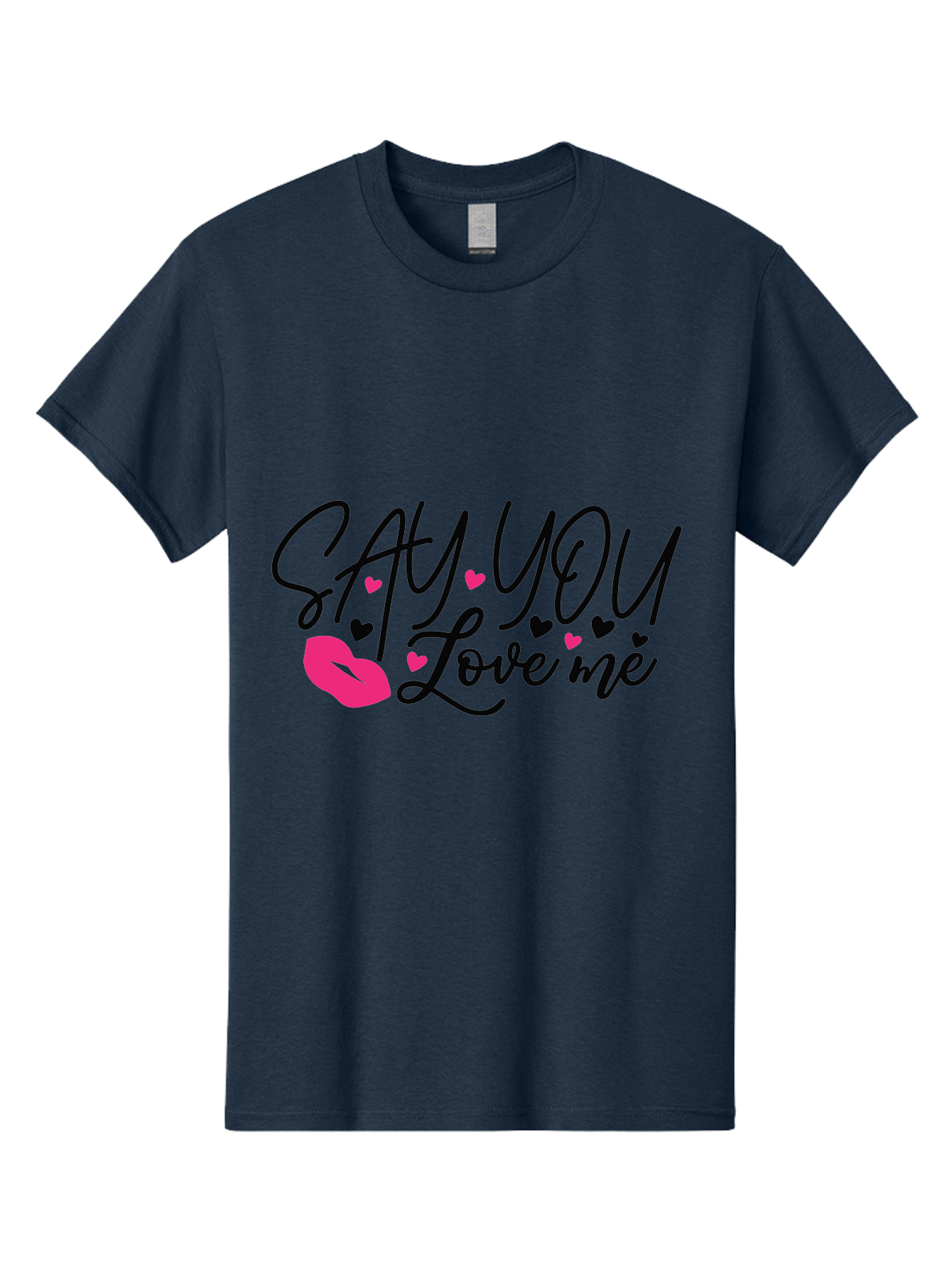 Say You Love Me Men'S Graphic Tee, 100% Cotton, Comfortable Casual Summer Wear, Machine Washable, Say You Love Me, Lipstick Kiss, Romantic Quote, Love Phrase, Heart Symbols, Pink Lips, Lovely Message, Sweet Sentiment, Charming Design, Aae629 15