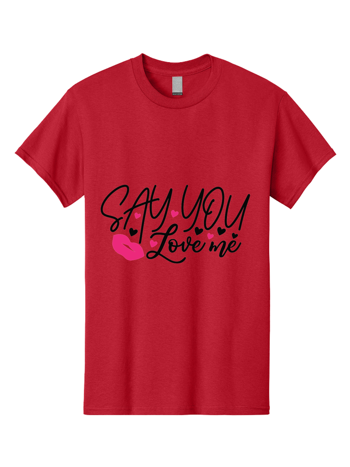 Say You Love Me Men'S Graphic Tee, 100% Cotton, Comfortable Casual Summer Wear, Machine Washable, Say You Love Me, Lipstick Kiss, Romantic Quote, Love Phrase, Heart Symbols, Pink Lips, Lovely Message, Sweet Sentiment, Charming Design, Aae629 19