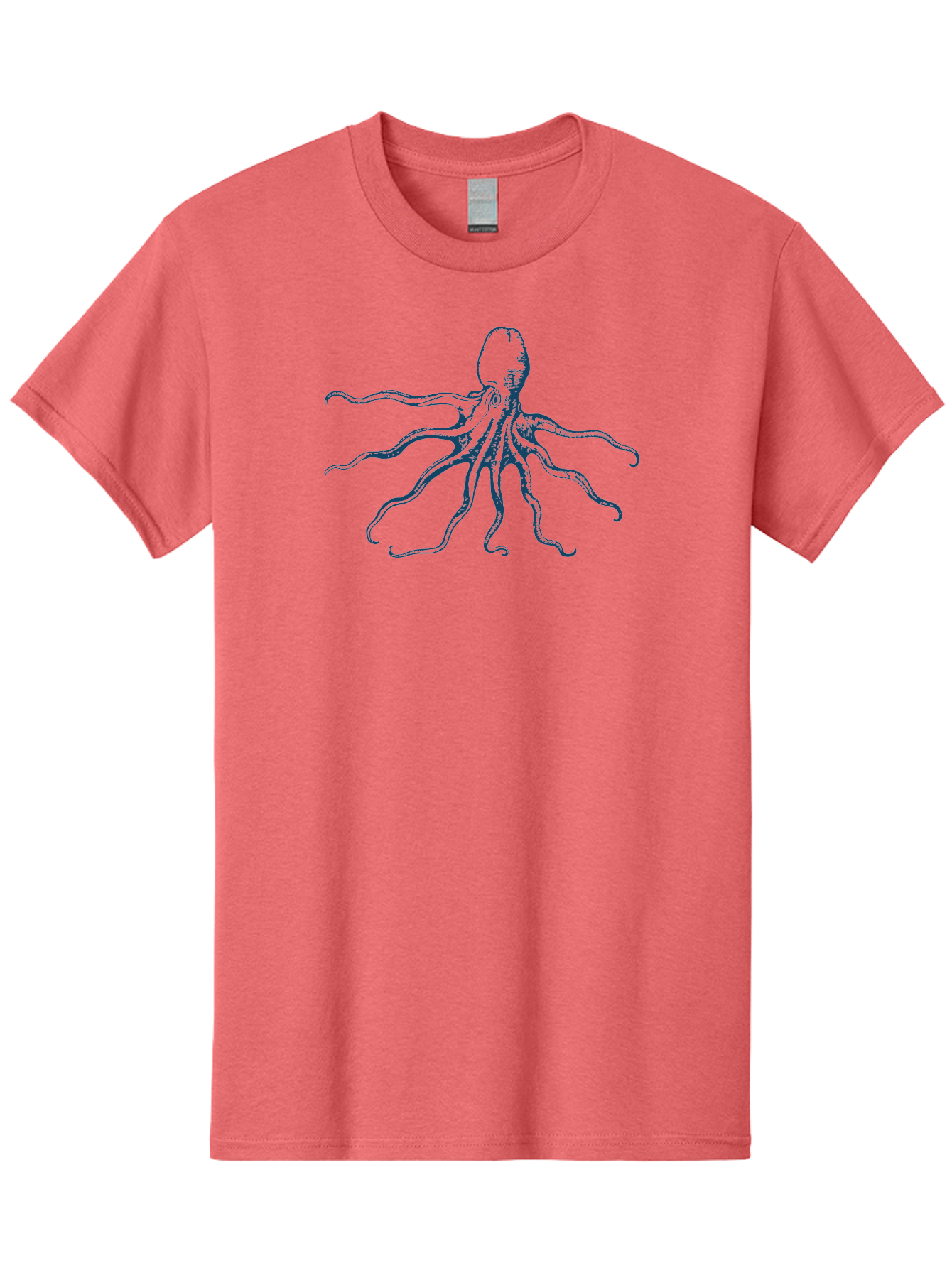Sea Octopus Men'S Graphic Tee, 100% Cotton, Comfortable Casual Summer Wear, Machine Washable, Octopus, Eight Legs, Marine Life, Underwater Creature, Cephalopod, Ocean Animal, Tentacles, Wildlife, Sea Creature, Blue Illustration Aae631 29